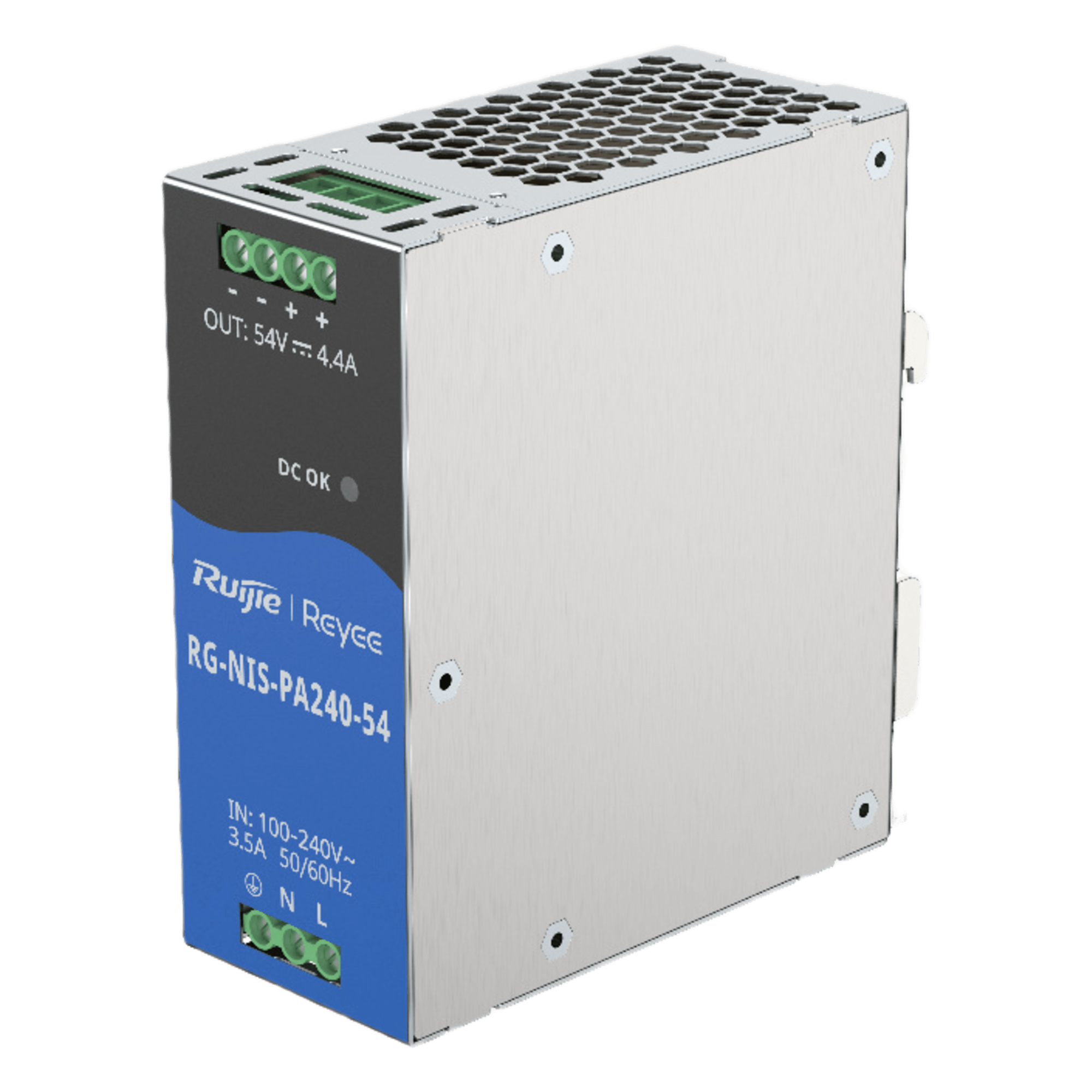 Fuente de Alimentación AC/DC 240W DIN-RAIL para Switch Industrial — RUIJIE · SKU RG-NIS-PA240-54