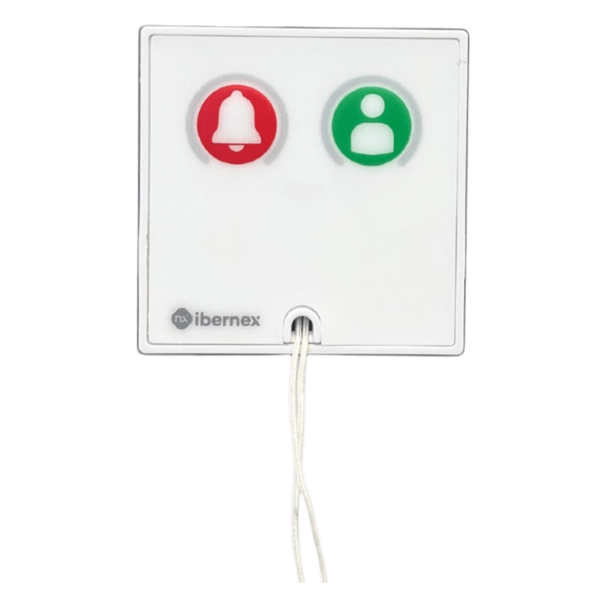 Módulo Asistencial para Hospital de Empotrar IP67 / Material ABS Antimicrobiano / Botón Cancelación / Indicador Luminoso de Alarma y Presencia / RS485 / Compatible Cajas Europeas y Americanas — IBERNEX · SKU NX0067/CA