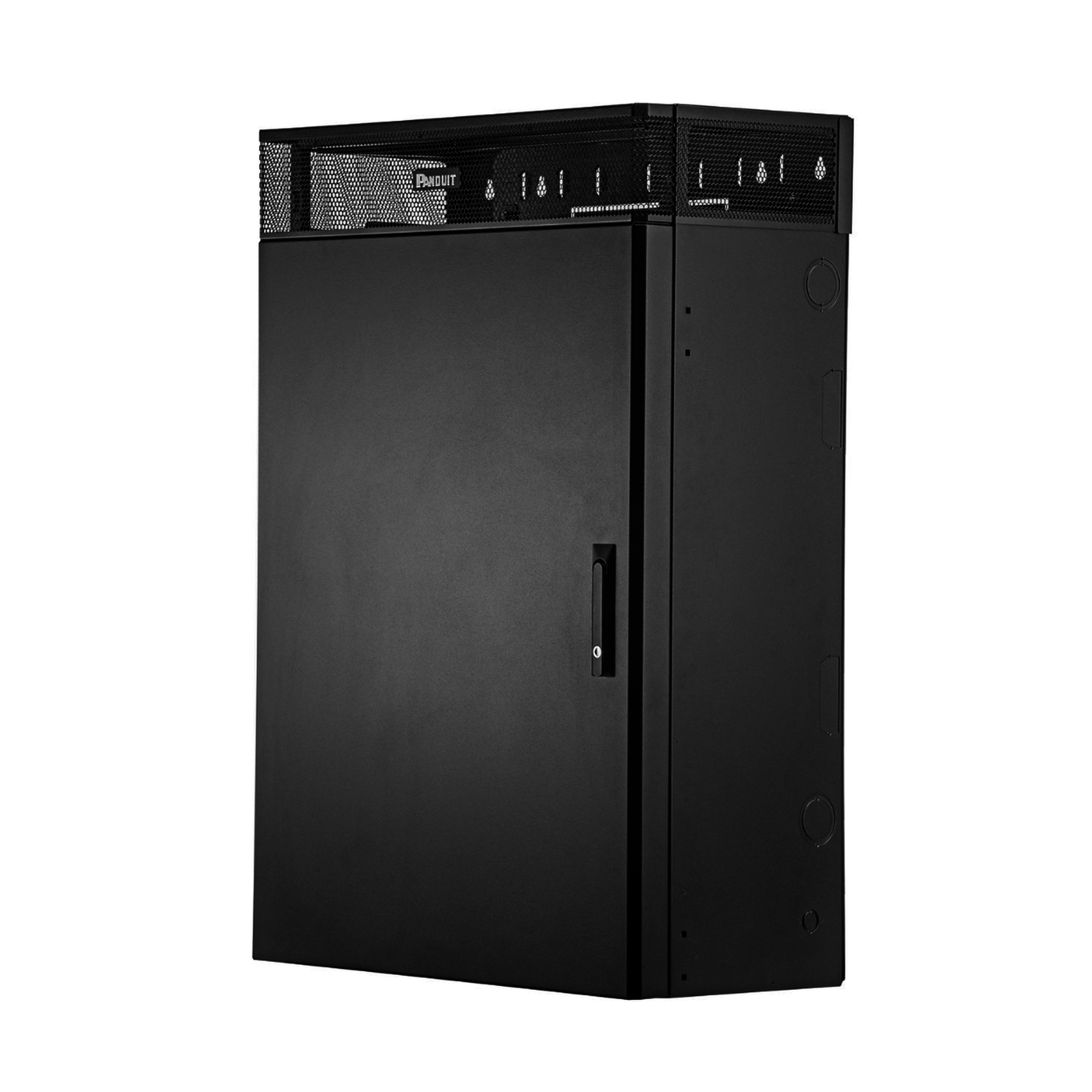 Gabinete de Montaje en Pared TrueEdge™, Con 6 UR para Equipo Activo y 6 UR para Paneles de Parcheo, Fabricado en Acero, Color Negro — PANDUIT · SKU WME6BL