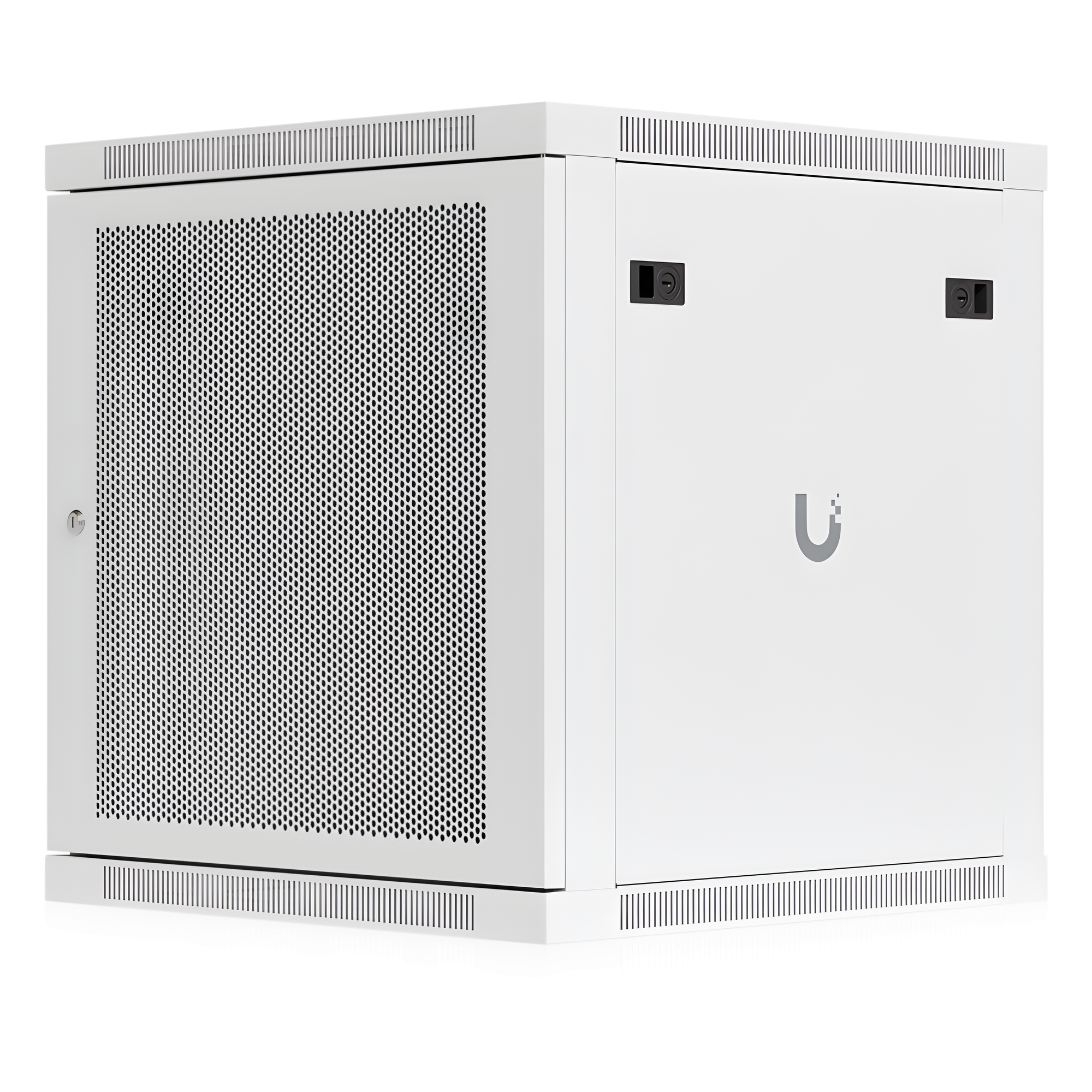 Gabinete Rack 12U / Montaje en Pared / 598 x 600 mm / Puerta Perforada / 4 Postes / 80 kg Capacidad / 23.5 x 23.6 x 25.2 pies — UBIQUITI · SKU UACC-RACK-12U-WALL-600-P