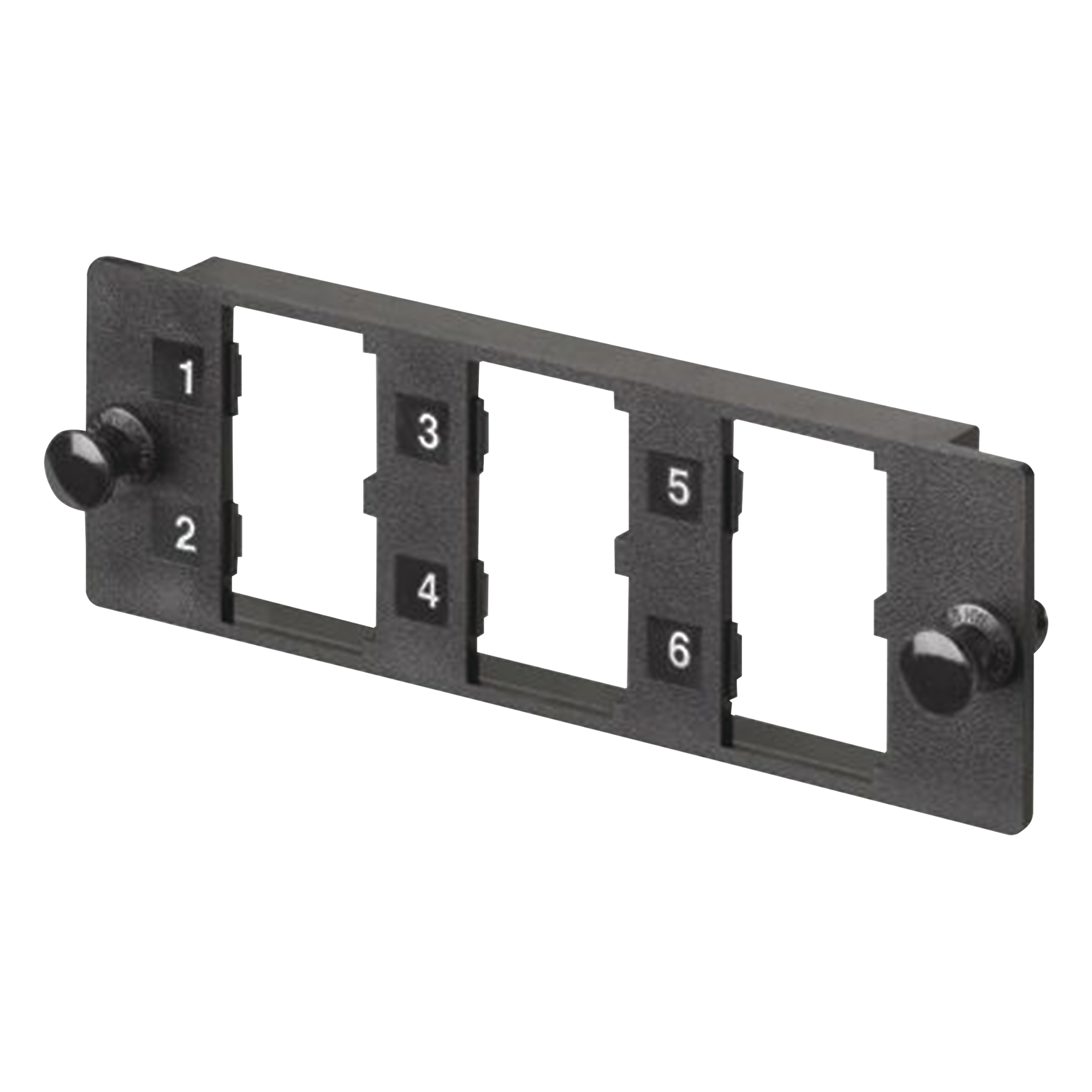 Placa Modular FAP de 6 Puertos Mini-Com, Acepta Módulos de Fibra Óptica, Cobre o Audio y Video, Color Negro — PANDUIT · SKU FMP6