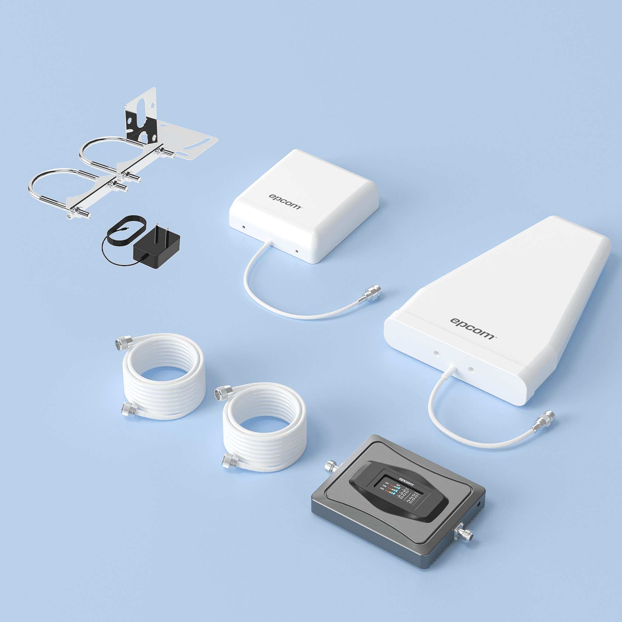 Kit Amplificador de Señal Celular 4G / Mejora las llamadas convencionales y VoLTE / Soporta los datos de las tecnologías 2G, 3G y 4G de TELCEL, AT&T y MOVISTAR / Cubre hasta 600 m2.