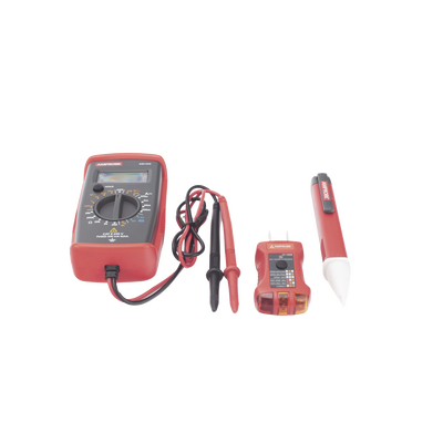 KIT Básico 3 en 1 con Multímetro Digital + Detector de Tensión sin Contacto + Comprobador de Fase GFCI