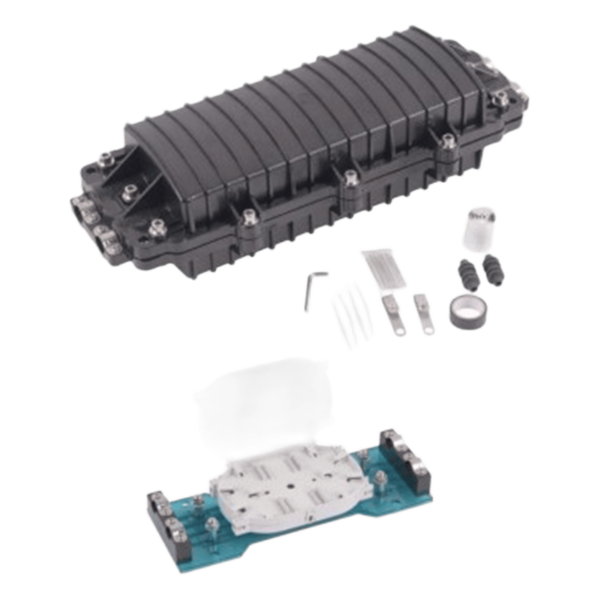 Caja de Distribución de Fibra Óptica Horizontal, Hasta 96 Empalmes, Exterior IP68, 2 Puertos de Entrada y Salida — LINKEDPRO BY EPCOM · SKU LP-SCH96-2