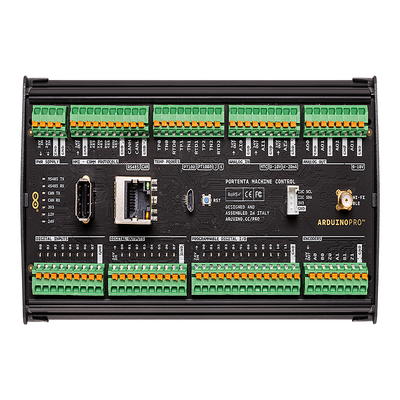 Controlador Industrial Arduino Portenta Machine Control / STM32H747XI Dual Cortex / 24V DC / 8 Entradas Digitales / 8 Salidas Digitales / 12 I/O Programables / 3 Entradas Analógicas / 4 Salidas Analógicas / 3 Canales Temperatura / CAN / Ethe