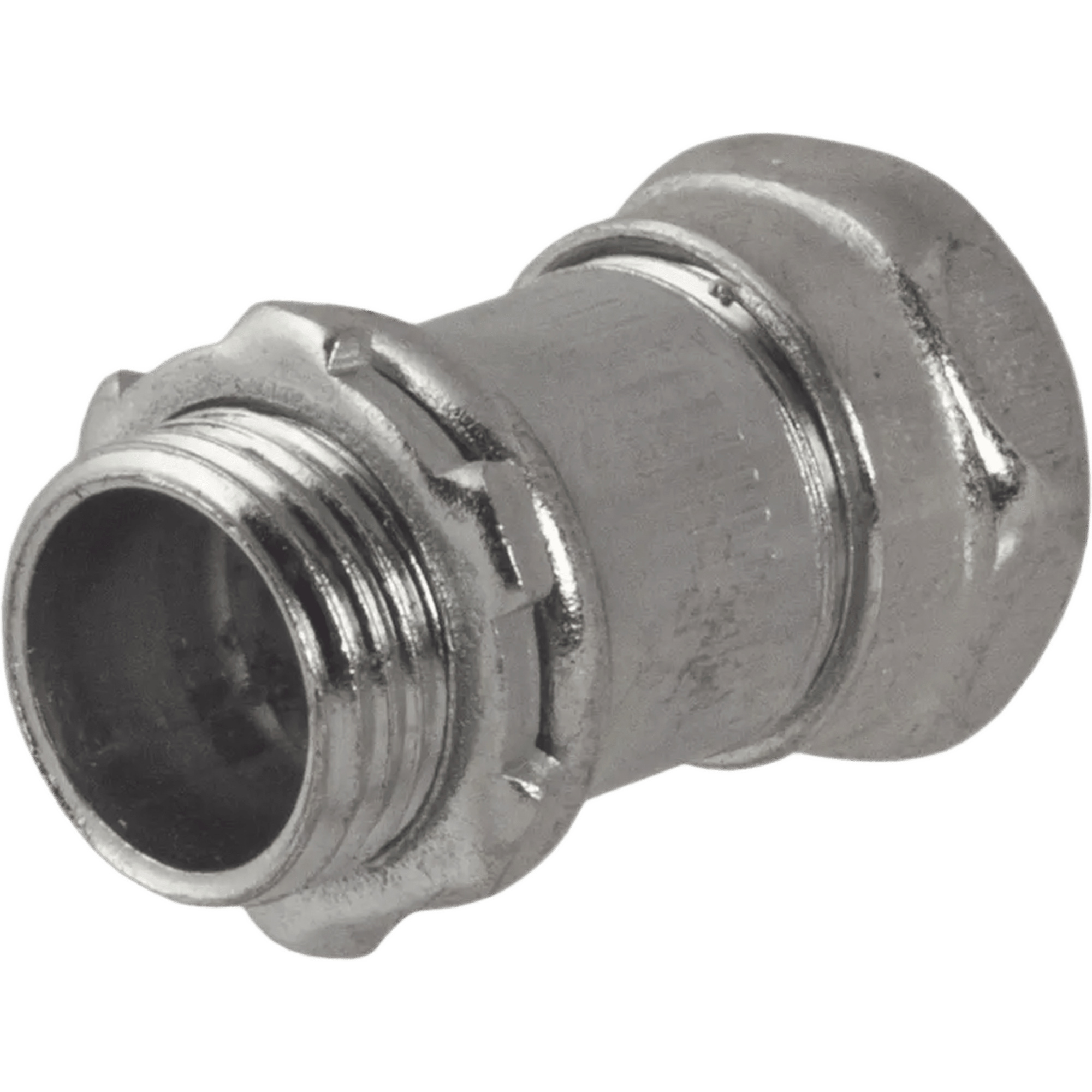 Conector Recto Compresión de Acero Galvanizado para Pared Delgada de 1" .
