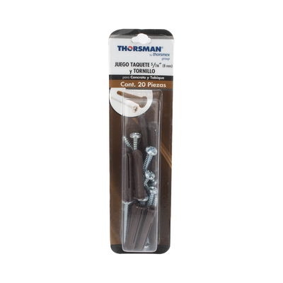 Paquete de 10 taquetes café 1 3/4" y 10 tornillos 10mm x 1 3/4" (1104-05002)
