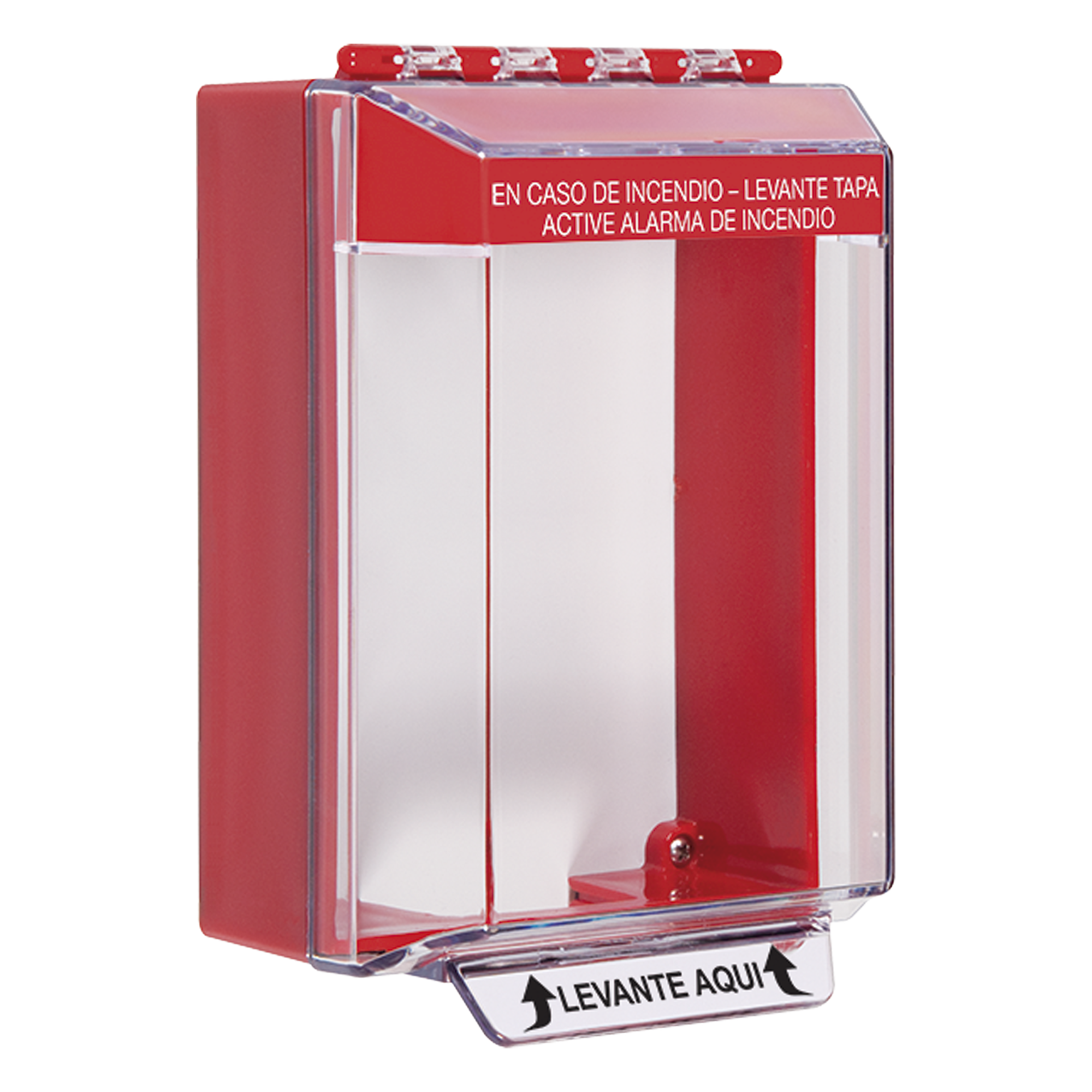 Cubierta Universal De Montaje Superficial, Con Espaciador 1.46", Serie Universal Stopper® Texto De Incendio En Español  — STI · SKU STI-14210FR-ES