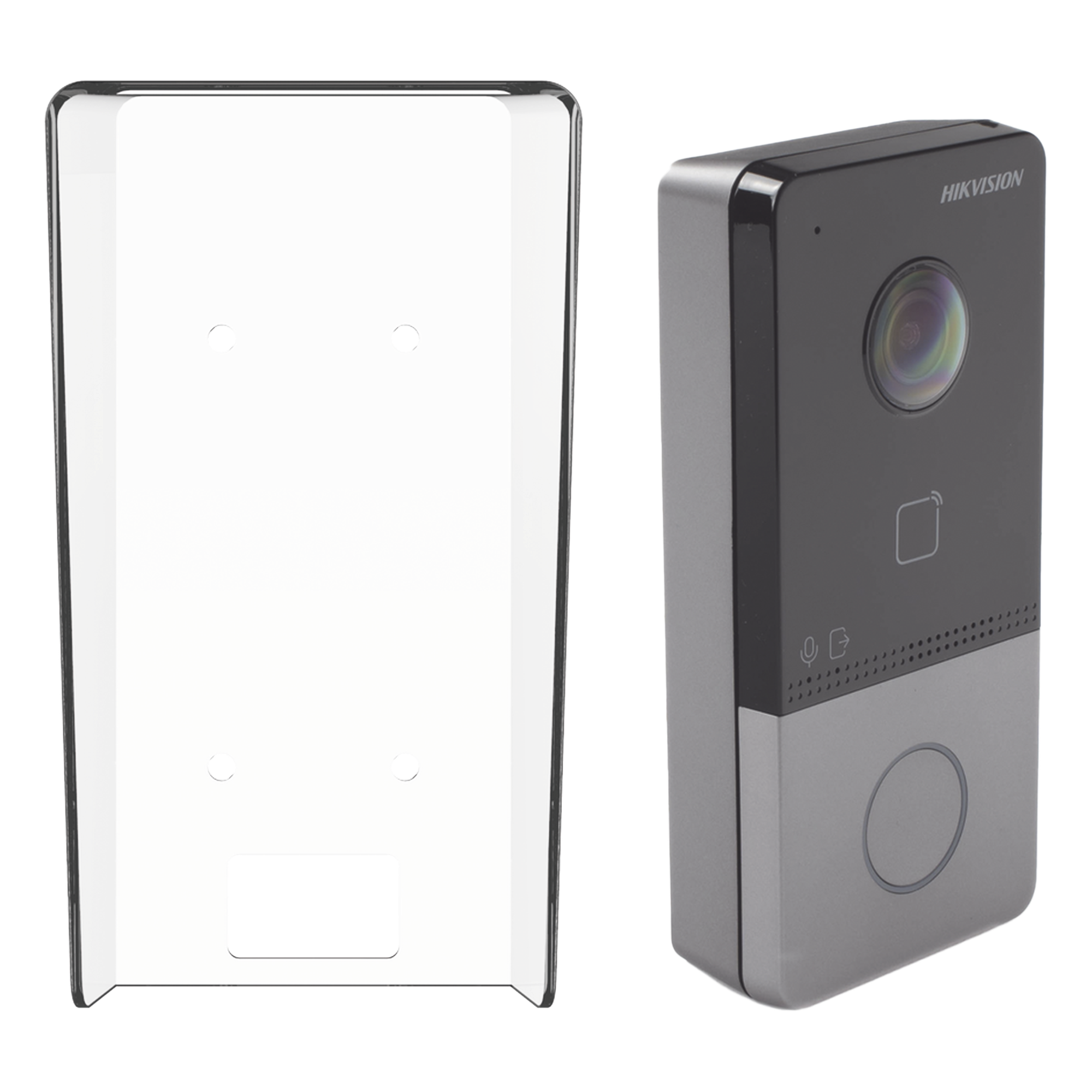 Kit Videoportero IP + Carcasa protectora 2 Megapixel / PoE Estandar / IP65 / Apertura desde Hik-connect / Soporta 1 Departamento y Hasta 6 Monitores / Soporta Tarjetas Mifare / 1 Salida Relay — HIKVISION · SKU DS-KV6113-PE1(C)/K