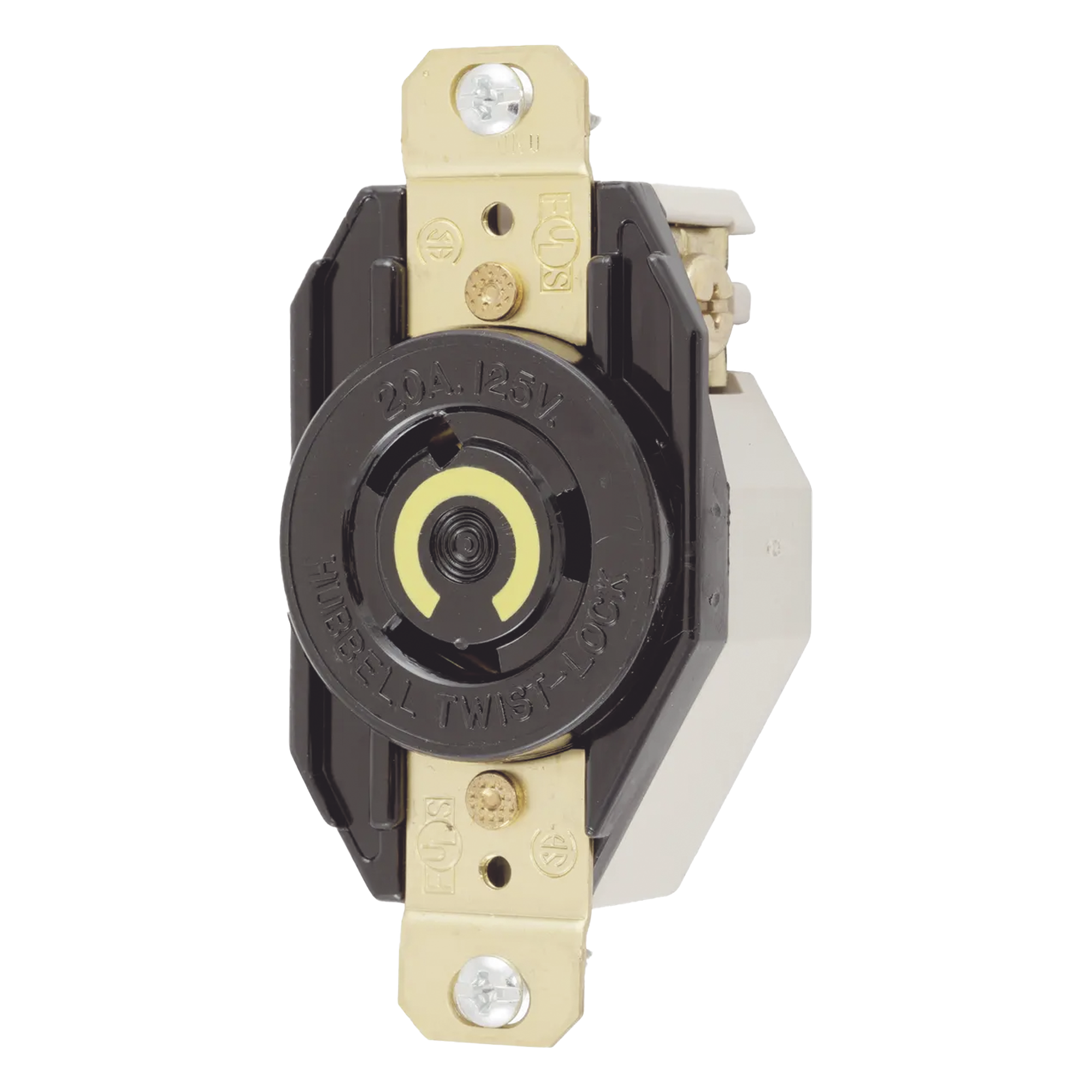 Receptáculo de Media Vuelta Industrial para Empotrar de 20 A 125 V CA 2 Polos 3 Hilos (NEMA L5-20R) — HUBBELL · SKU HUB-HBL2310