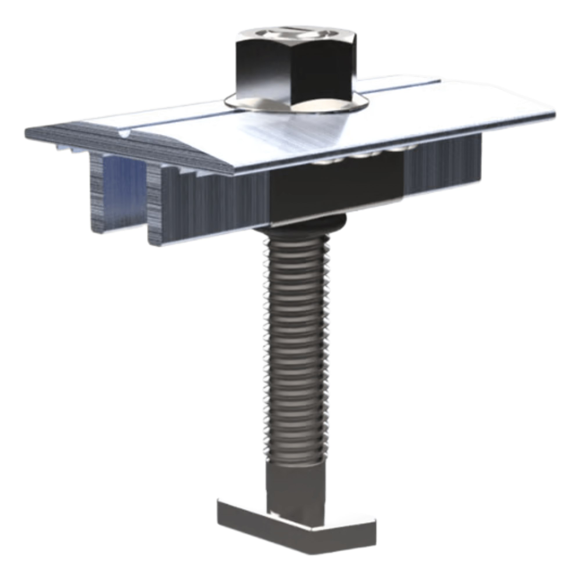 Abrazadera Intermedia para Módulos Solares / Aluminio Serie 6000 / Módulos 30-40 mm / 47 g / Acero Inoxidable / 4 Sistemas de Montaje — BASEL · SKU N00027