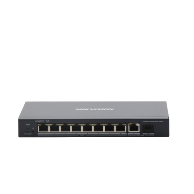 Switch Gigabit PoE+ / No Administrable / 8 Puertos 1000 Mbps PoE+ / 1 Puerto 1000 Mbps de Uplink + 1 Puerto SFP / 110 Watts 