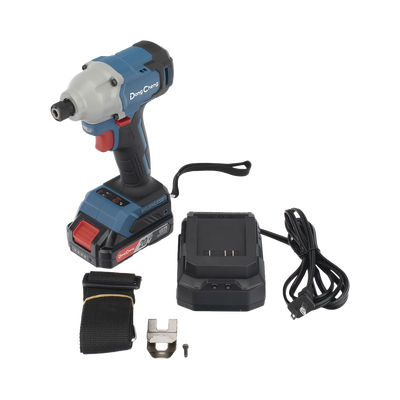 Atornillador de Impacto Inalámbrico 20V / Motor Brushless / Portabrocas Hexagonal 1/4 in / 90-180 Nm Torque / Batería 2.0Ah con Maletín