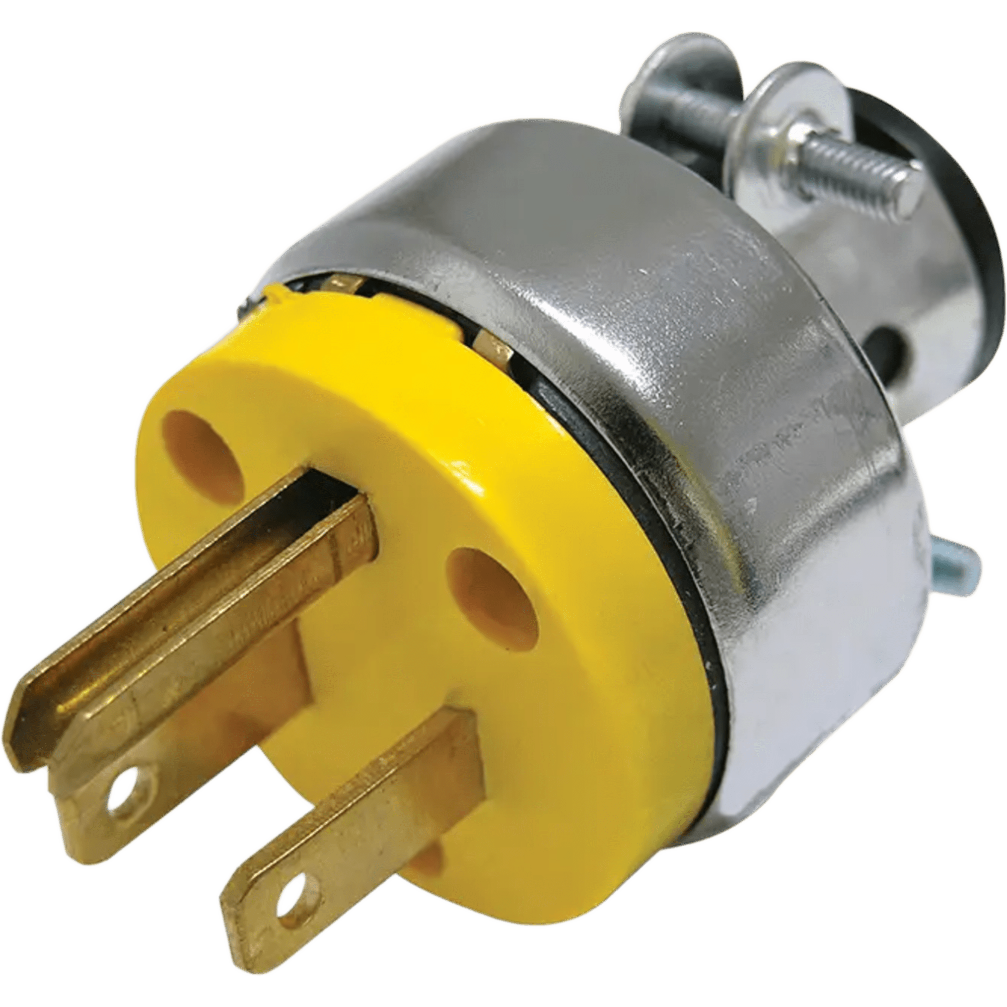 Clavija Blindada con Abrazadera Aterrizada / 15 A 125 V / 50/60 Hz / ABS/ Metal / Color Amarillo.