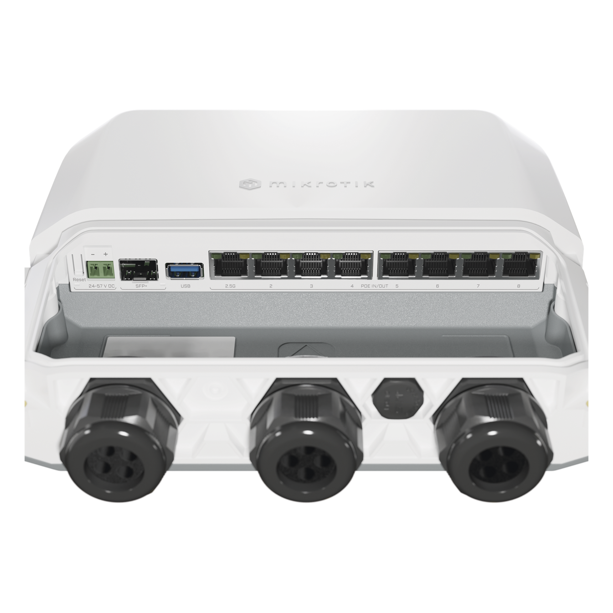 RB5009UPr+S+OUT 8 puertos PoE in/out, 1 SFP+, Solo RouterOS v7 para Exterior