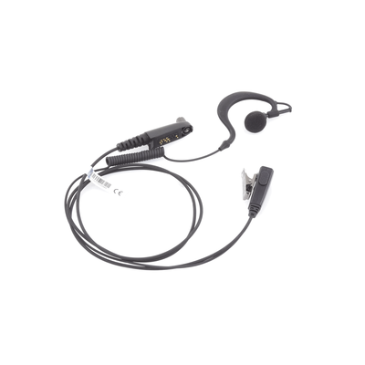 Micrófono-Audífono Profesional / Gancho Ajustable en Forma de G / Cable con Resorte / PTT de Solapa / Compatible con Radios Hytera y Telox