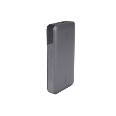 Power Bank de 25000mAh | 3 Salidas 145W Max. | USB-A + 2 USB-C | PD 3.0, QC3.0 | FCP | SCP | Pantalla Inteligente | Carcasa Ignifuga | Color Gris | Incluye Cable USB de 50cm | Carga tu Laptop de Manera Segura.