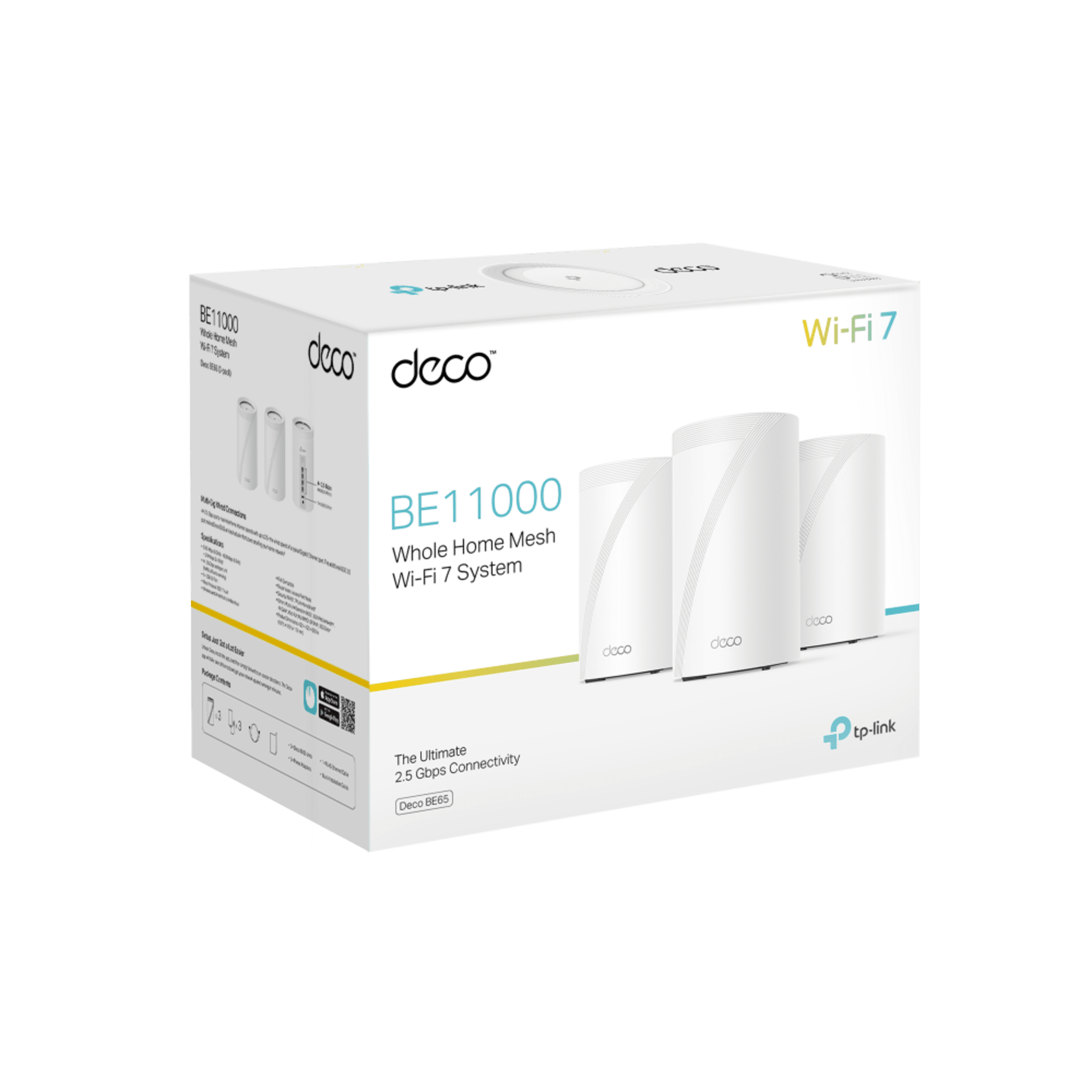 KIT 3 Routers Inalámbrico MESH Interior para Hogar / Triple Banda Wi-Fi 7 BE9300 Mbps / 2 Puerto 2.5 Gigabit WAN/LAN / 4 Antenas Internas / Operación Multi-Link MLO / Administración Mediante la App Deco (iOS, Android) / HomeShield
