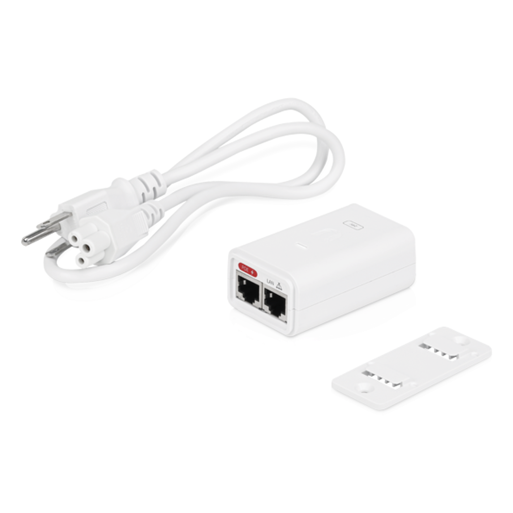 Adaptador PoE Ubiquiti Gigabit de 24 VDC, 0.3 A — UBIQUITI · SKU POE-24-7W-G-WH