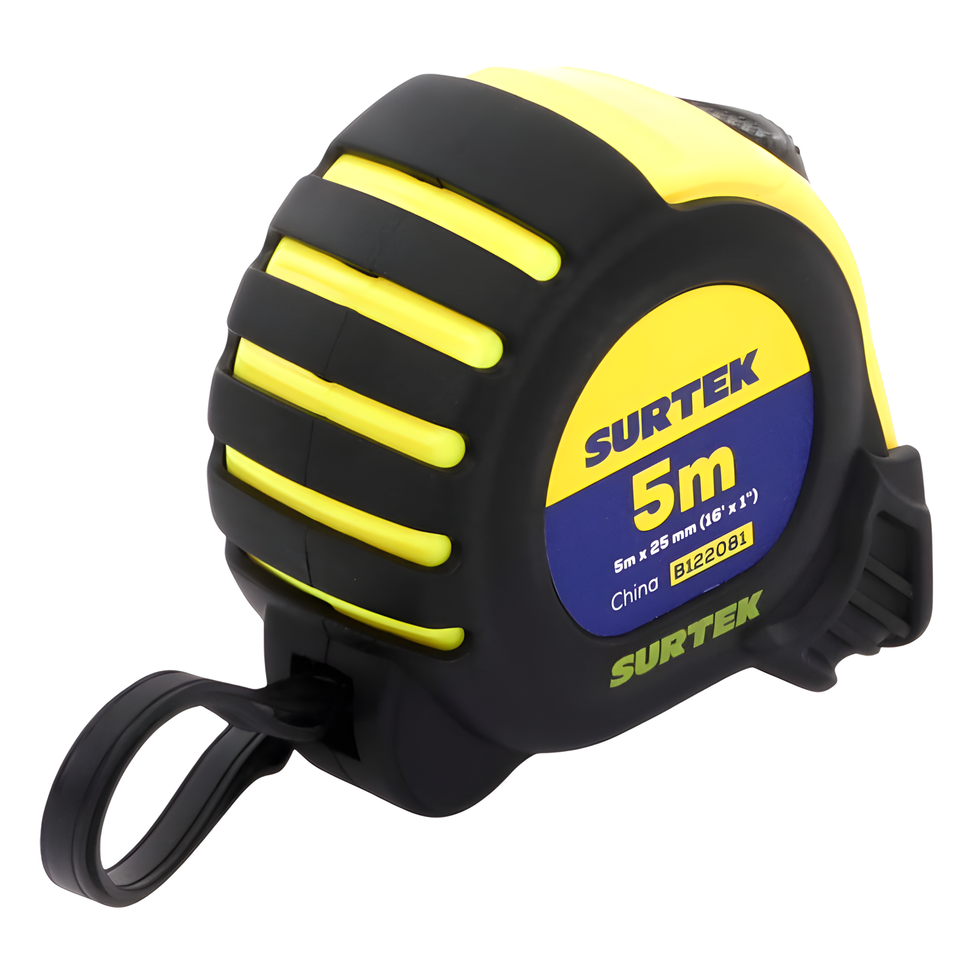Flexometro anti impacto de 5 metros, cinta ancha con boton de freno.