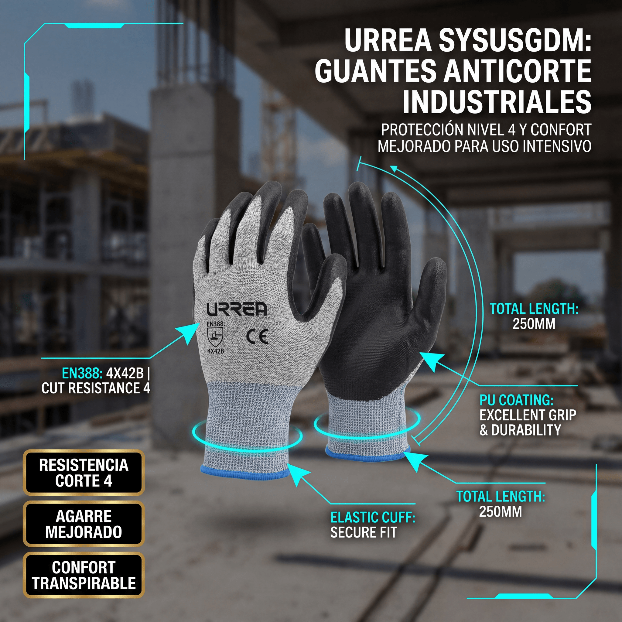 Guantes talla mediana supraneema con recubrimiento de nitrilo.