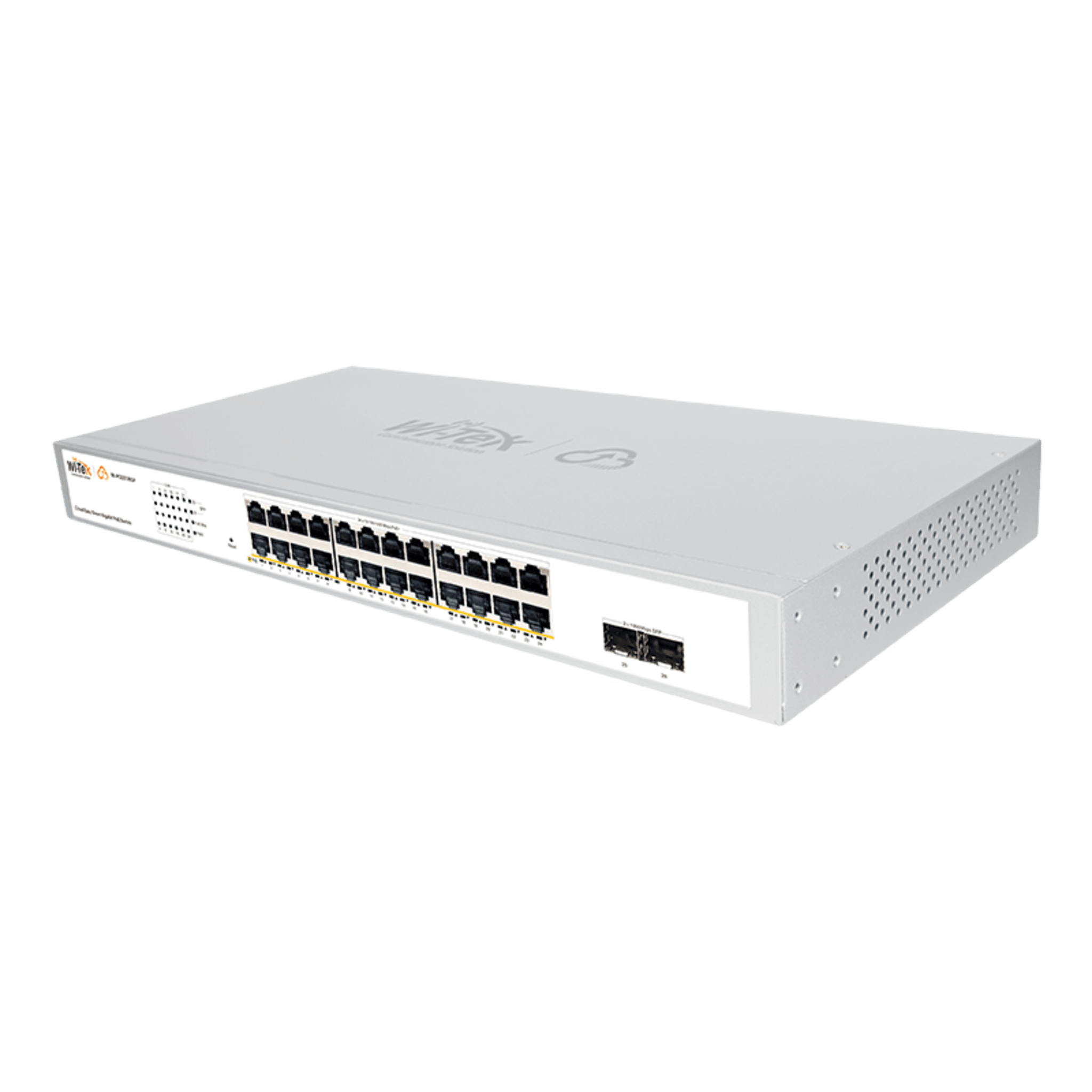 Switch Administrable PoE / 24 puertos PoE af/at Gigabit / 2 x SFP Gigabit / Administración Cloud Gratuita / Presupuesto 370 W