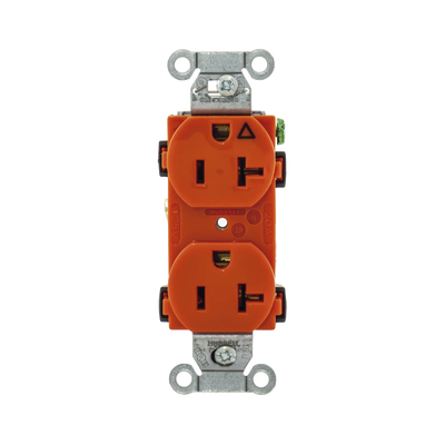 Contacto Dúplex Conexión a Tierra Aislada/ 20 A 125 V/ 2 polos 3 Hilos/ Color naranja/ Nema 5- 20R/ Grado Comercial.