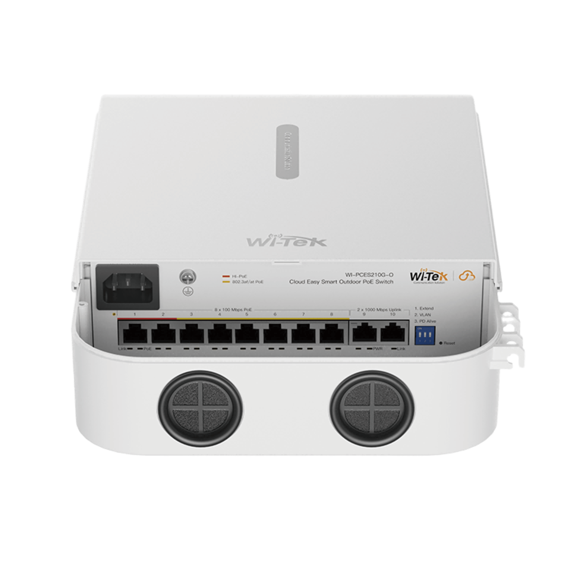 Switch PoE / Administración en la nube / Con 8 puertos 10/100 Mbps PoE af/at / 2 Puertos Uplink 10/100 MBPS / Presupuesto 100 W / PoE hasta 250 metros / Soporta protocolo ONVIF