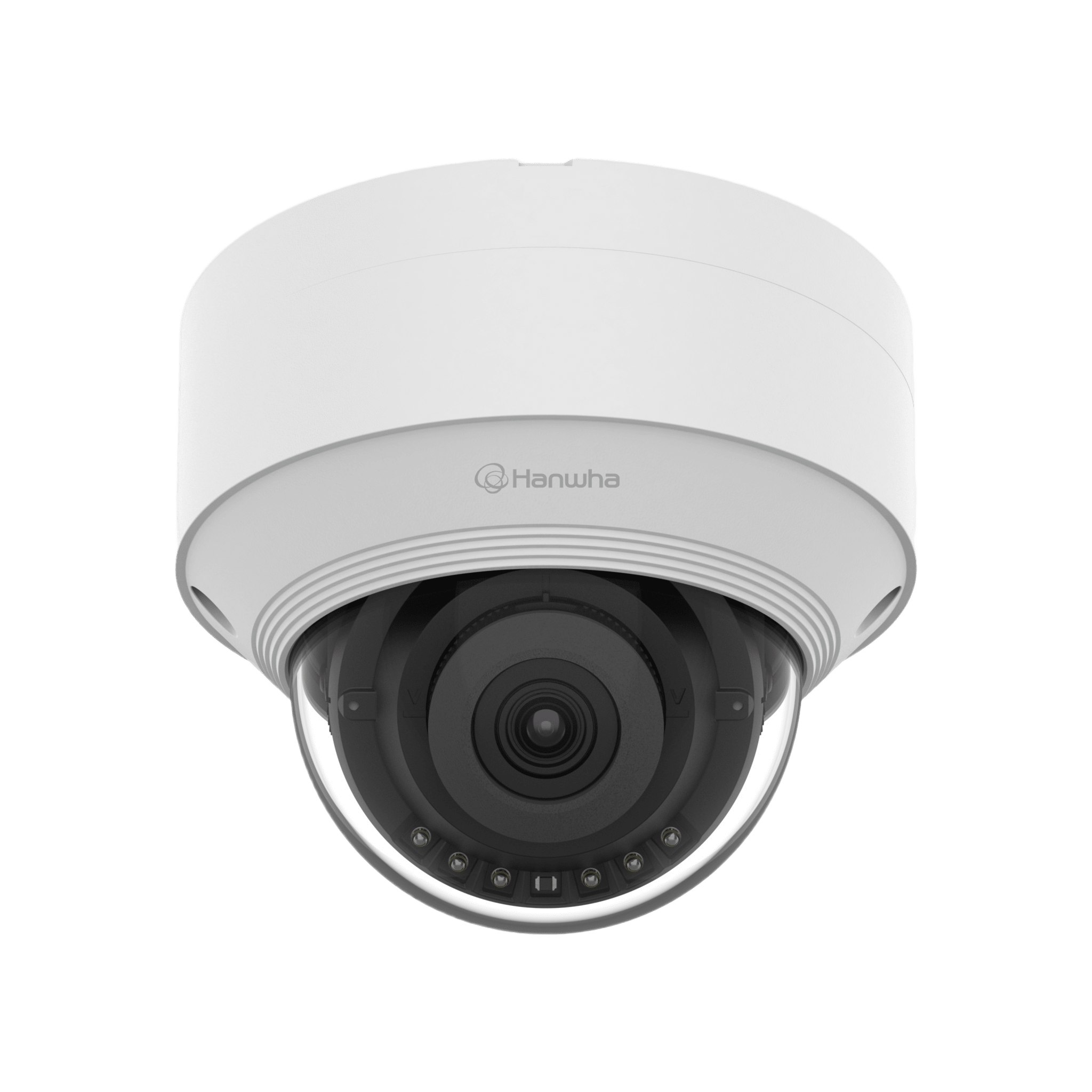 Cámara IP Tipo domo Antivandálica 5 Megapíxel / Lente fijo 3mm / IR 25M / WDR 120db / IP66 / H.265 & WiseStream / Inteligencia Artificial Deteccion de Personas y vehiculos — HANWHA VISION · SKU QNV-C8013R