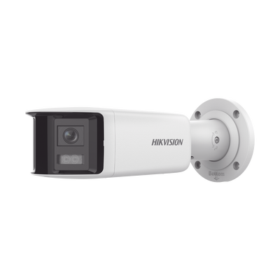 [FlexVu] [PROTECCIÓN ACTIVA] Bala IP Panorámica 4 Megapixel / 2 Lentes 2.8 mm (180°) / Imagen a Color 24/7 (ColorVu) / PoE / WDR 130° / IP67 / ACUSENSE / Luz Estroboscópica y Alarma Audible / 40 mts Luz Blanca / Micro SD — HIKVISION · SKU DS-2CD2T47G2P-LSU/SL(C)