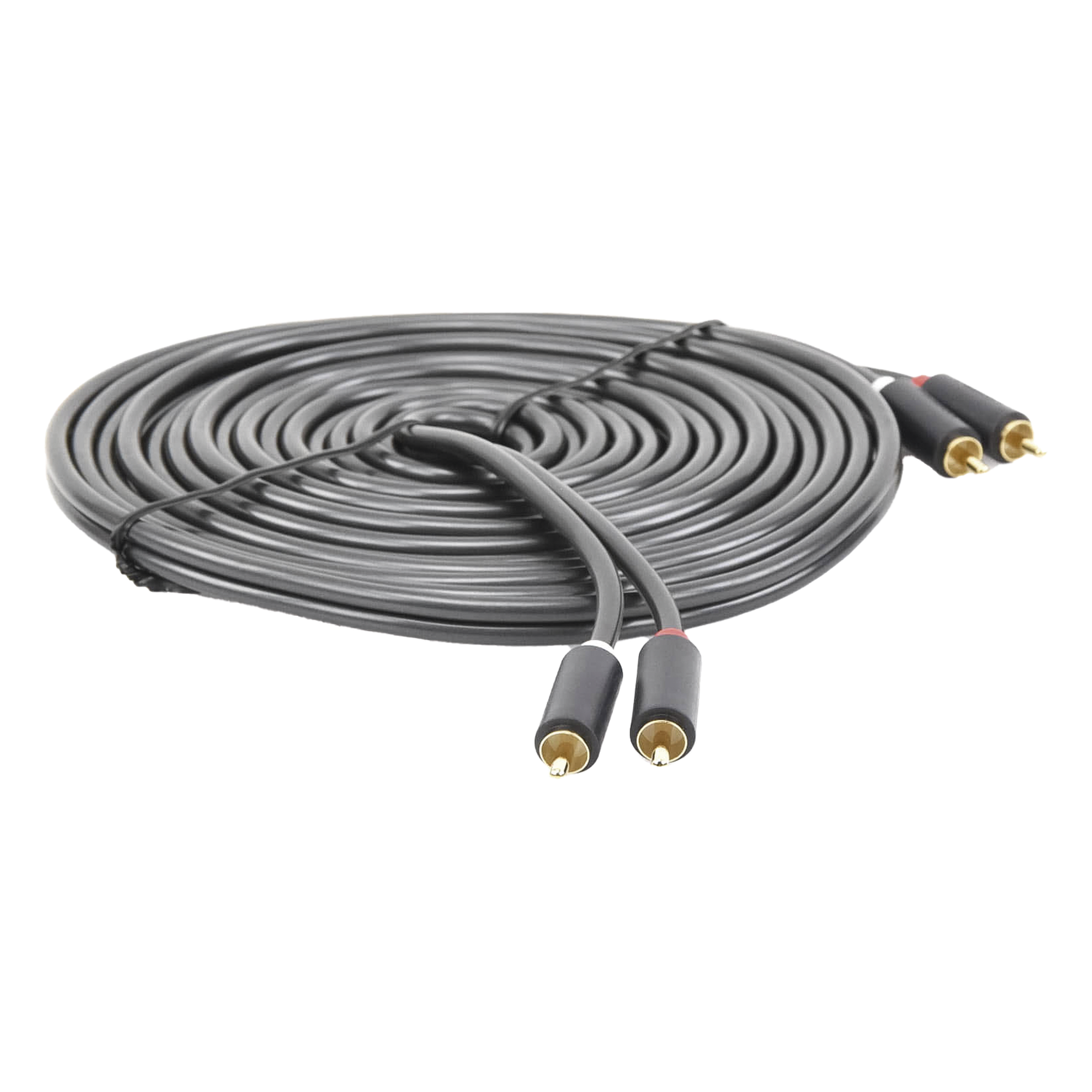 Cable de Audio 2 RCA Macho a 2 RCA Macho / 5 Metros (16.40 Pies) / Color Negro / Alta Calidad / Anillos de Goma para Asegurar un Agarre Firme al Instalar o Quitar el Cable