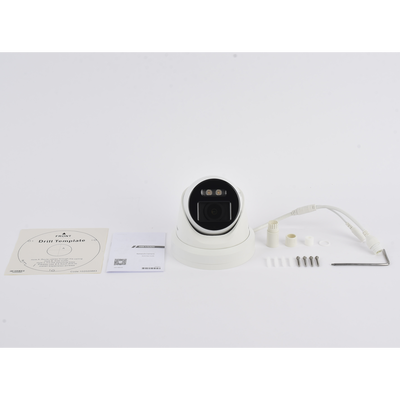 Turret IP 8 Megapixel / Imagen a Color 24/7 / Lente 2.8 mm / Luz Blanca 30 mts / WDR 130 dB / Exterior IP67 / Micrófono Integrado / Captura Facial / Videoanaliticos (Filtro de Falsas Alarmas) / Metal / MicroSD / ACUSEARCH