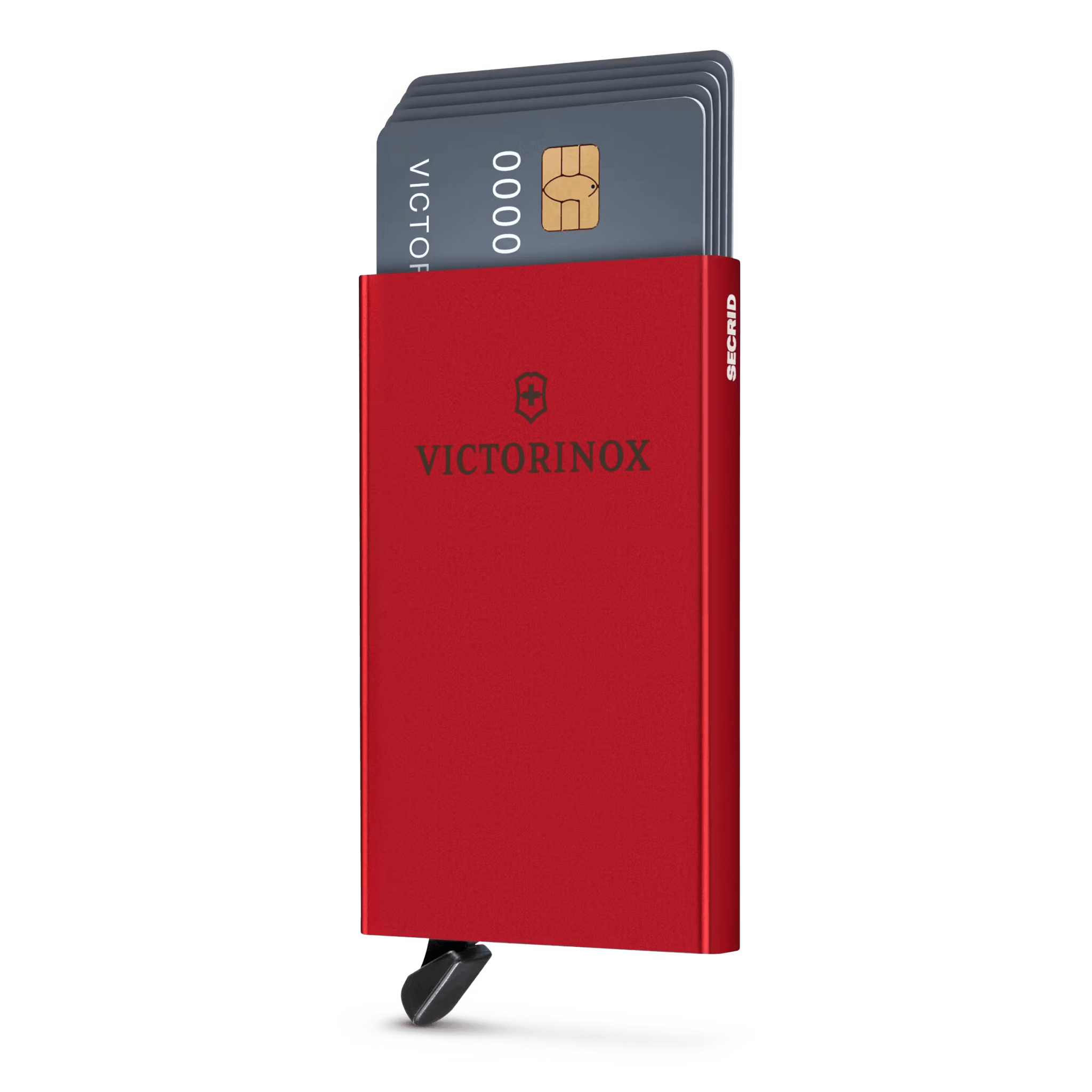 Tarjetero / Almacenamiento Seguro 4-6 Tarjetas / Aluminio Duradero / Protección RFID / Sistema Deslizamiento Patentado / Color Rojo.