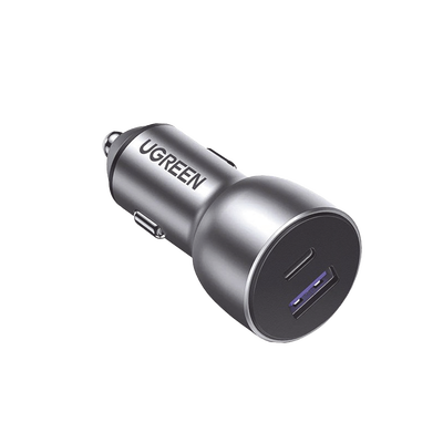 Cargador de Auto 52.5W | Puerto USB-A y USB-C | Carga Rápida | Compatible con Vehículos de 12 y 24 VCD | PD3.0 + QC3.0 | Chip Inteligente | Diseño Compacto Mayor Eficiencia Energética | Caja de Aluminio