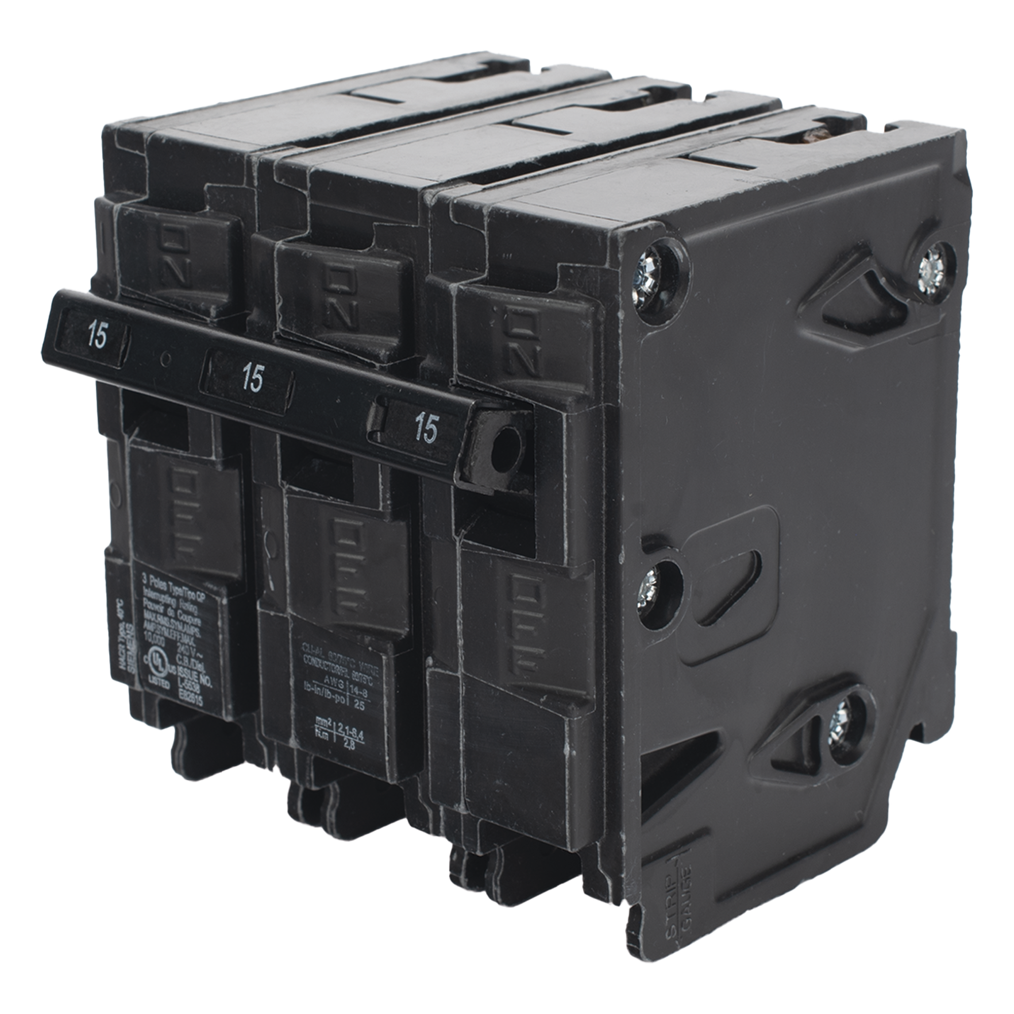 Interruptor automático enchufable tipo QP 3 polos, 15 amp — SIEMENS · SKU Q315