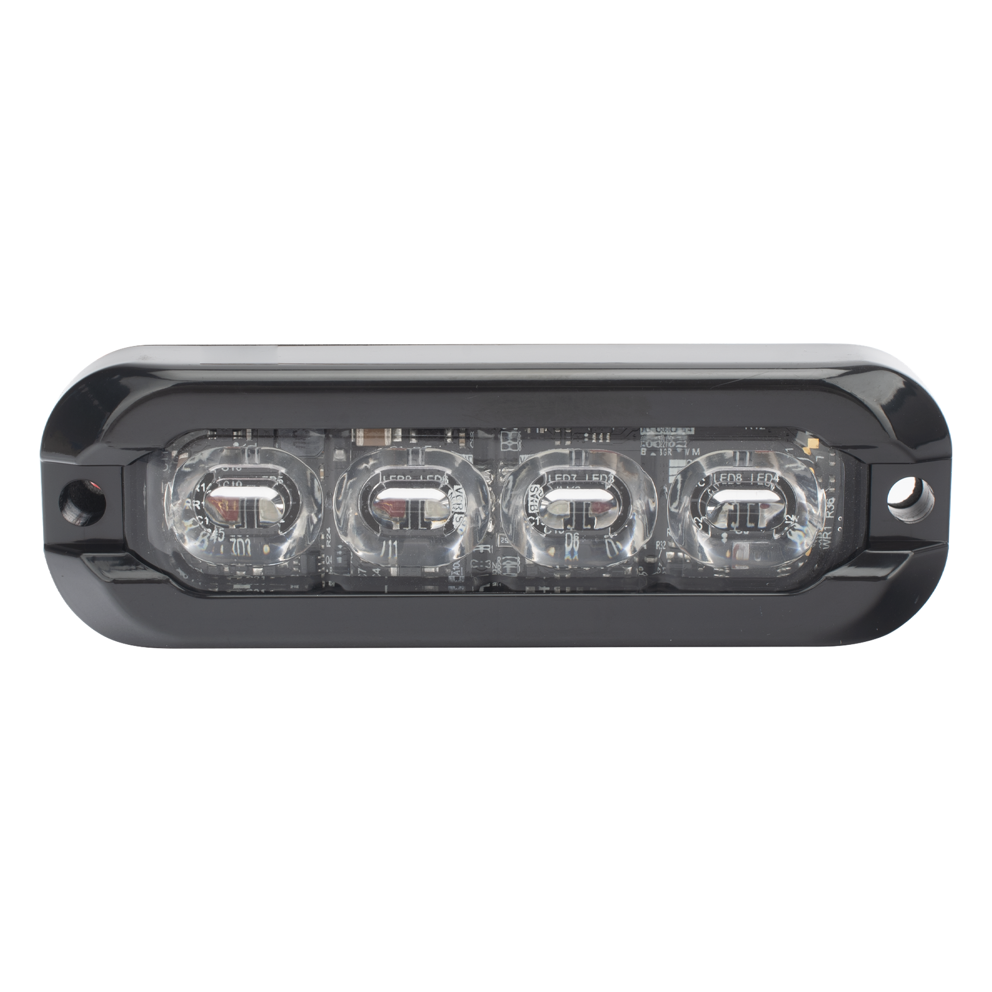 Luz Auxiliar Flexible 8 LED, Rojo / Azul, Bisel Negro, Lente Transparente — ECCO · SKU ED3793RB