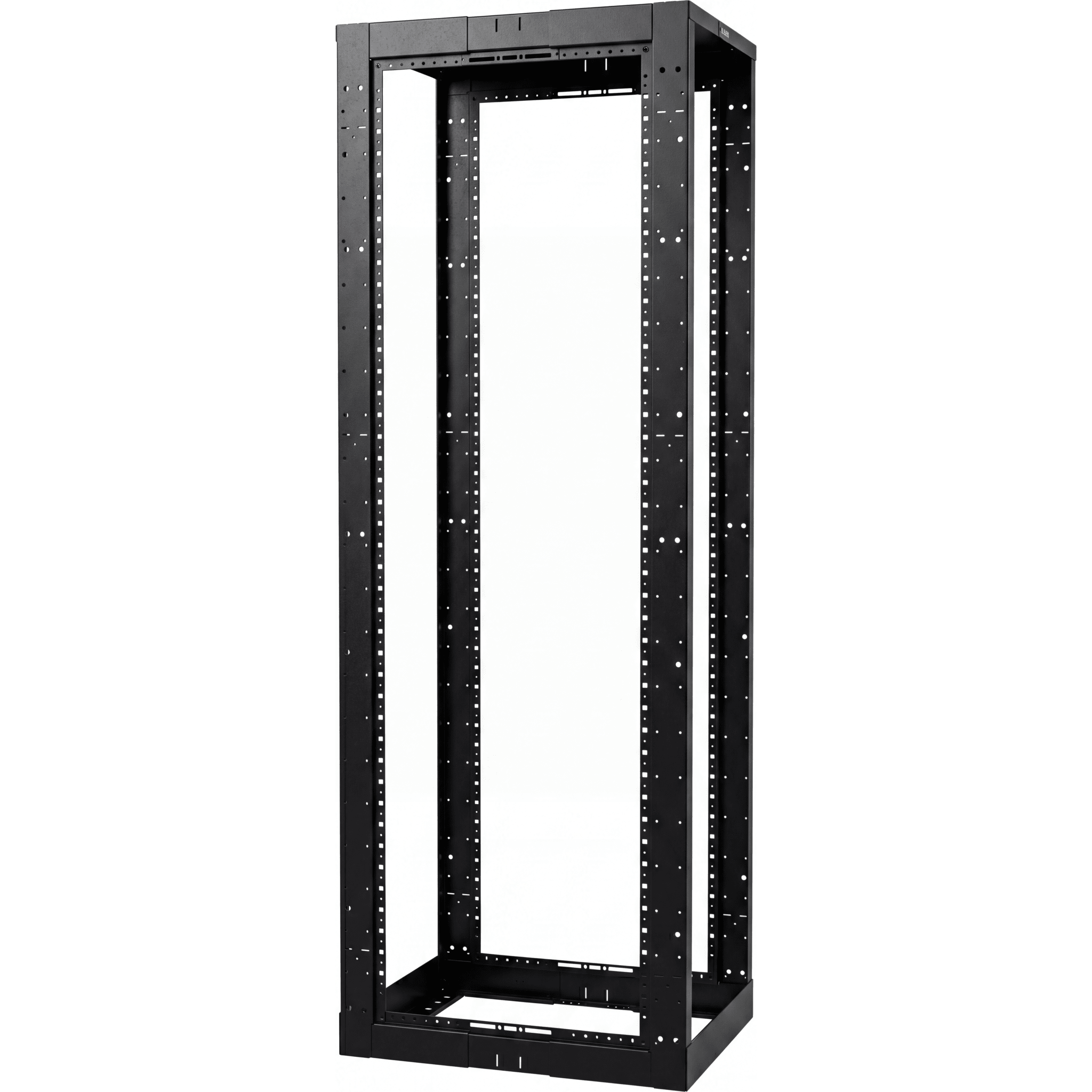Rack de Cuatro Postes Estándar de 19", Rieles Con Orificio Para Tuerca Enjaulada, Profundidad Ajustable de 23 a 42 in, 45 Unidades de Rack, Color Negro