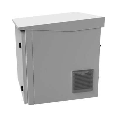 Gabinete de Exterior con Rack de 19" de 9UR con Ventiladores y Termostato, Se envía el Gabinete armado, (Montaje a poste o torre se vende por separado).