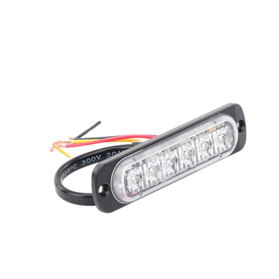 Luz Auxiliar de 6 LED, Rojo, Lente Transparente, SAE