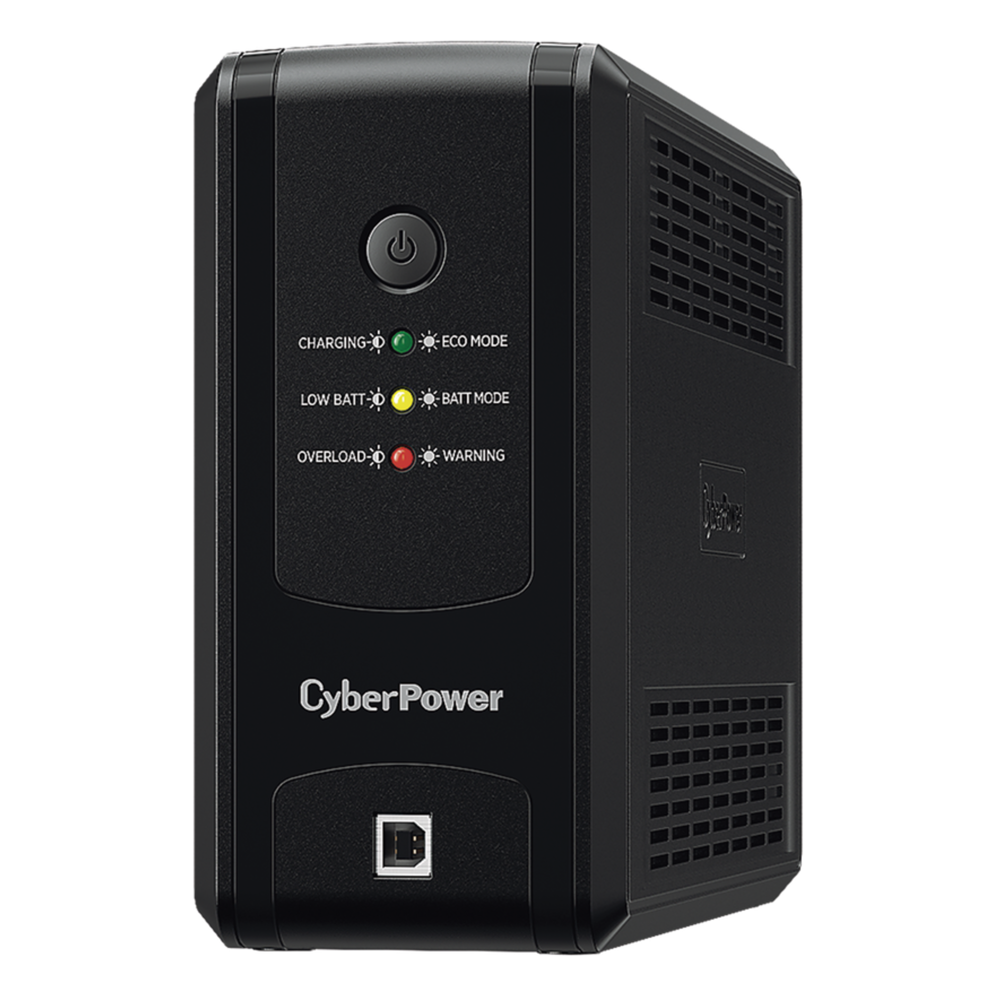 UPS de 750 VA/375 W, Topología Línea Interactiva, Entrada 120 Vca NEMA 5-15P, y 8 Salidas NEMA 5-15R, Puerto USB, Con Regulador de Voltaje (AVR) — CYBERPOWER · SKU UT-750GU