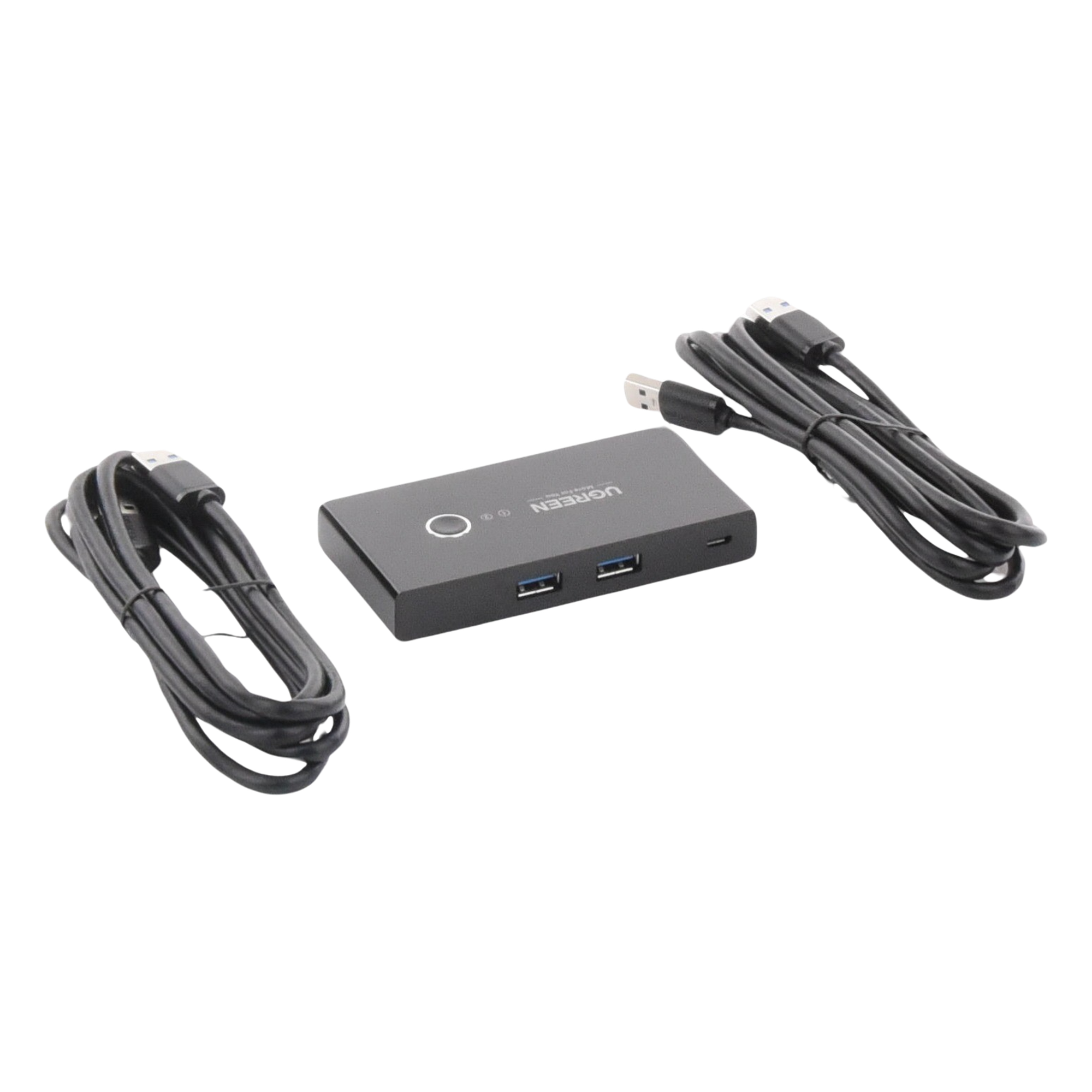 Conmutador USB para Compartir 4 Puertos USB 3.0 a 2 PC Ìs | Cambio Mediante Botón | Incluye Dos Cables USB de 1.5 m | ABS | Permite que 2 Usuarios Compartan 4 Dispositivos Periféricos USB3.0, como una impresora, un escáner, etc.