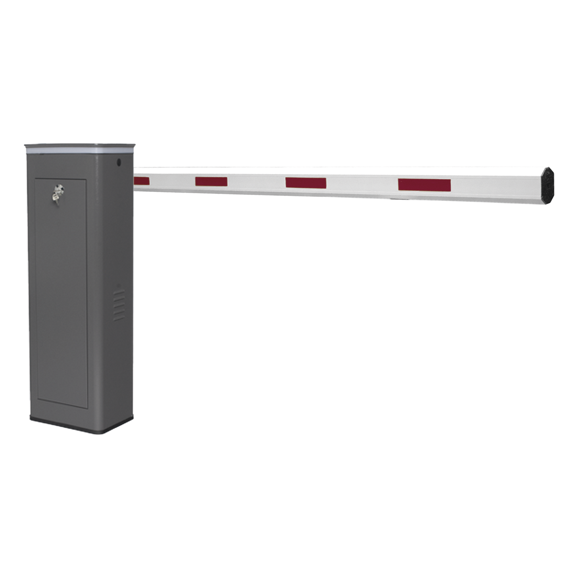 Kit de Barrera Vehicular Derecha y Brazo de 3 Metros / Finales de Carrera Ajustables por Programación / Movimiento Fluido / Diseño Elegante Color Gris / Con Corona Led Semaforizada — ACCESSPRO · SKU KT-XBF-RB