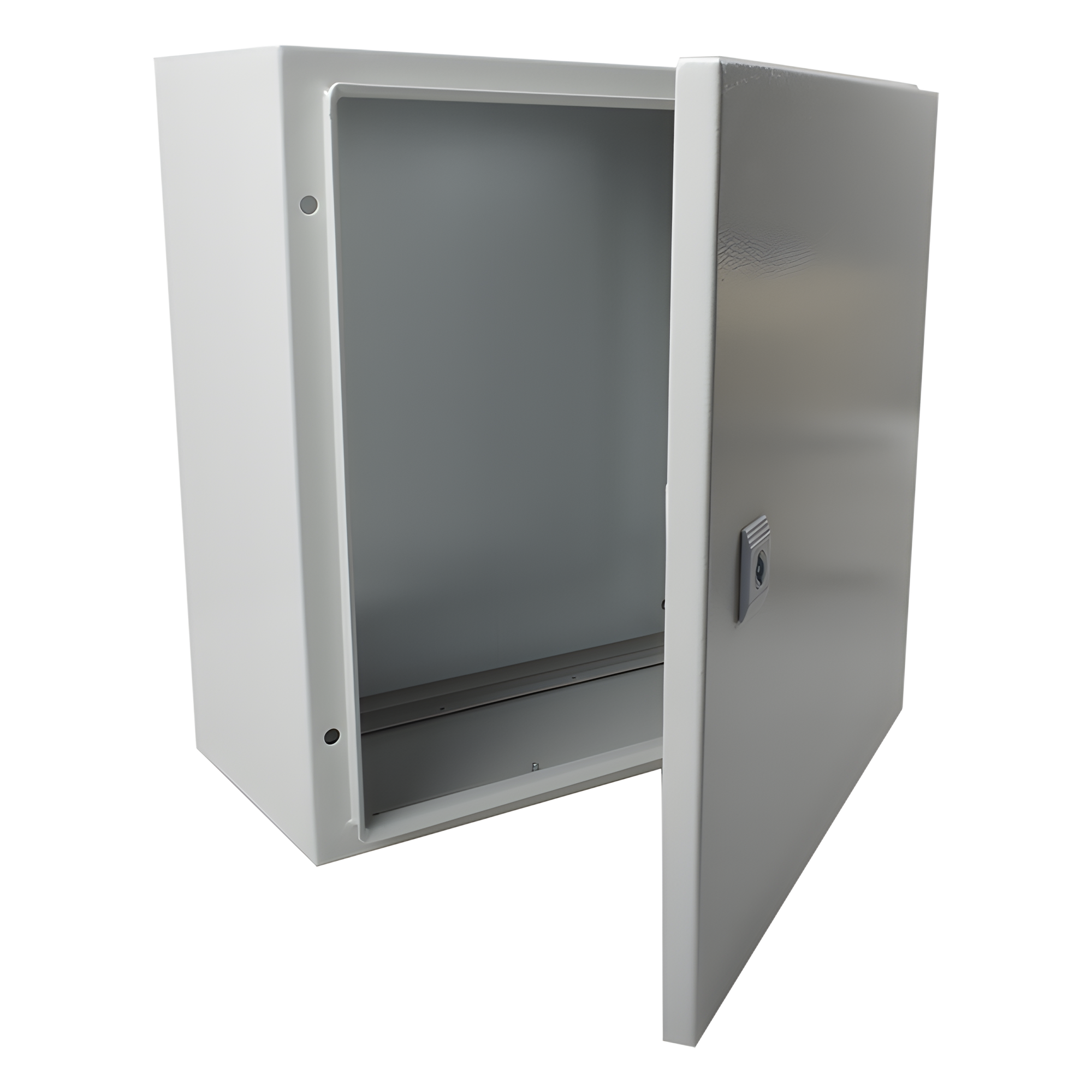 Gabinete de Acero IP66 Uso en Intemperie (400 x 400 x 200 mm) con Placa Trasera Interior de Metal y Compuerta Inferior Atornillable (Incluye Chapa y Llave T). — PRECISION · SKU PST-4040-20A