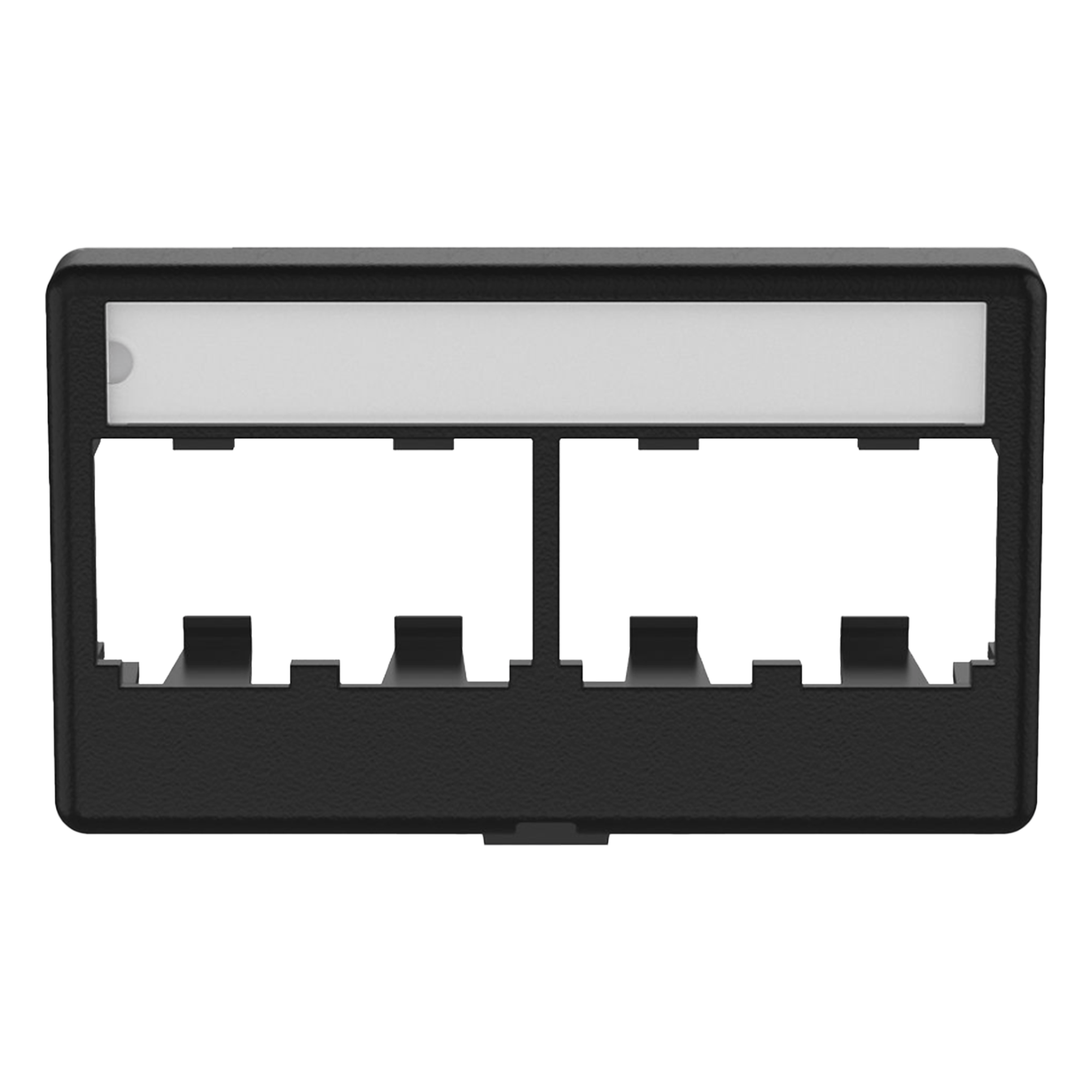 Placa de Mobiliario Modular Estándar, Salidas Para 4 Puertos Mini-Com, Con Espacio Para Etiquetas, Color Negro — PANDUIT · SKU CFFPL4BL