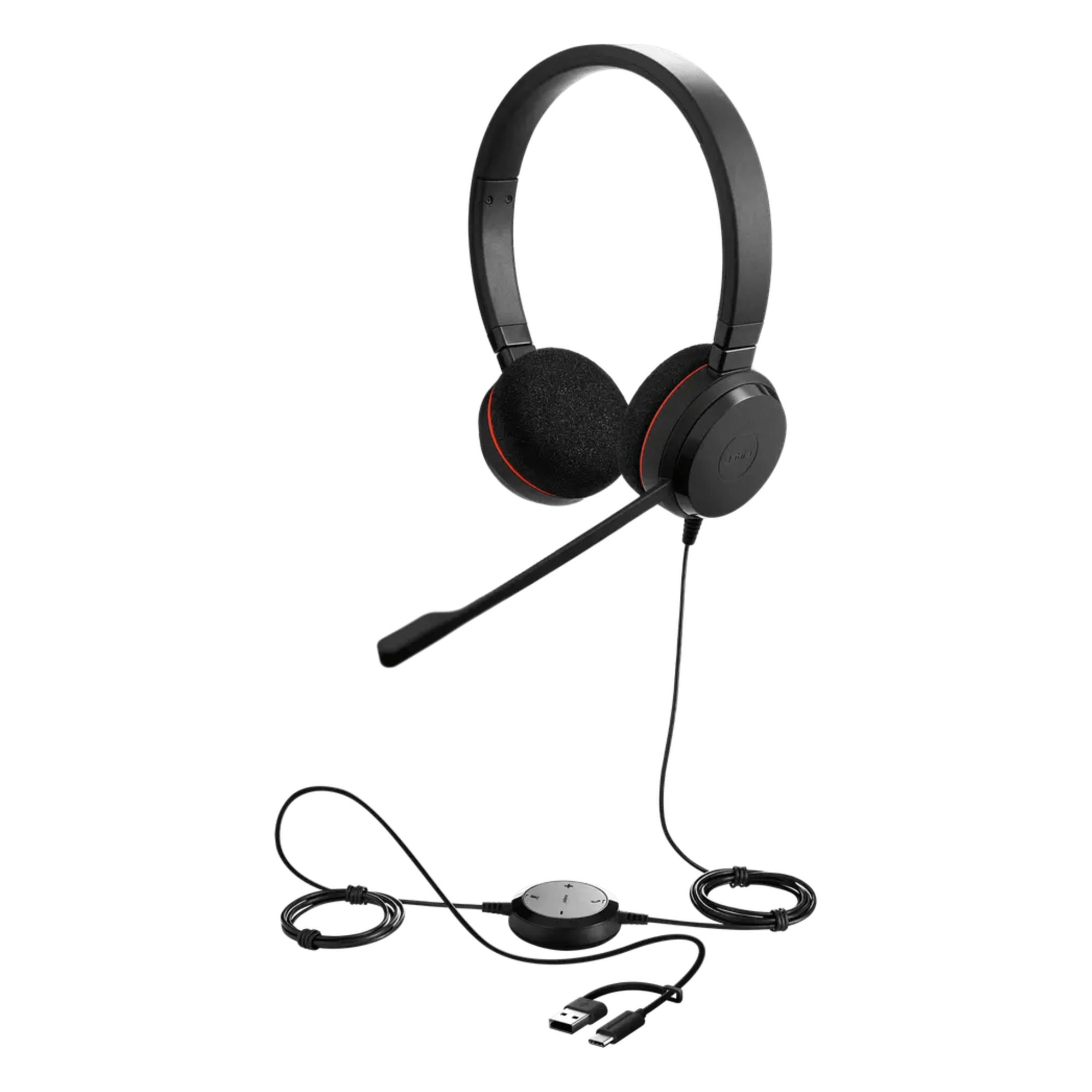 Jabra Evolve 20 DUO con conexión USB C/A, Micrófono con Cancelación de Ruido de Ultima Generación, Configuración Plug and Play (4999-829-269) — JABRA · SKU EVOLVE20DUOUCUSBC/A