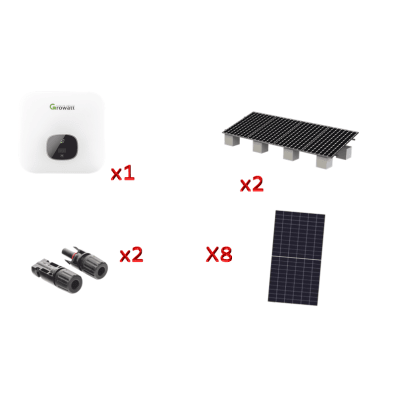 Kit Solar Interconexion / 5kW 220Vca / Inversor GROWATT / Montaje Incluido · SKU MIN5000KIT1