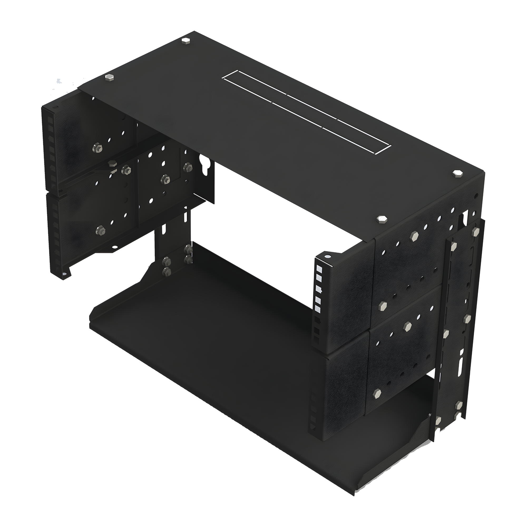 Rack Abierto de montaje en Pared, de 19in, 5 Unidades de rack, Profundidad Ajustable (8" a 12") con Charola de Uso Múltiple. — LINKEDPRO BY EPCOM · SKU LP-REP-1205-CH