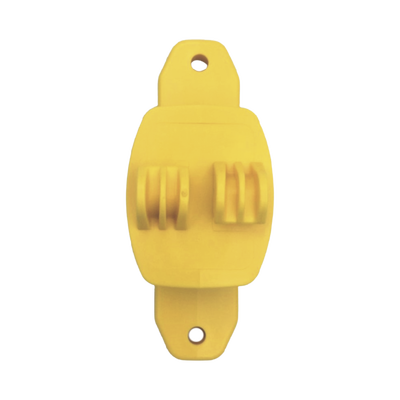 Aislador de Paso color Amarillo reforzado para cercos eléctricos, resistente al clima extremoso