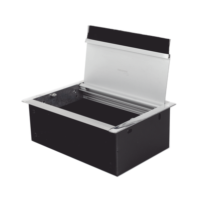 Caja Universal Vacía de 2 Módulos para Instalación en Escritorio (Voz, Datos, Video, Contactos Eléctricos), (No Incluye Accesorios)