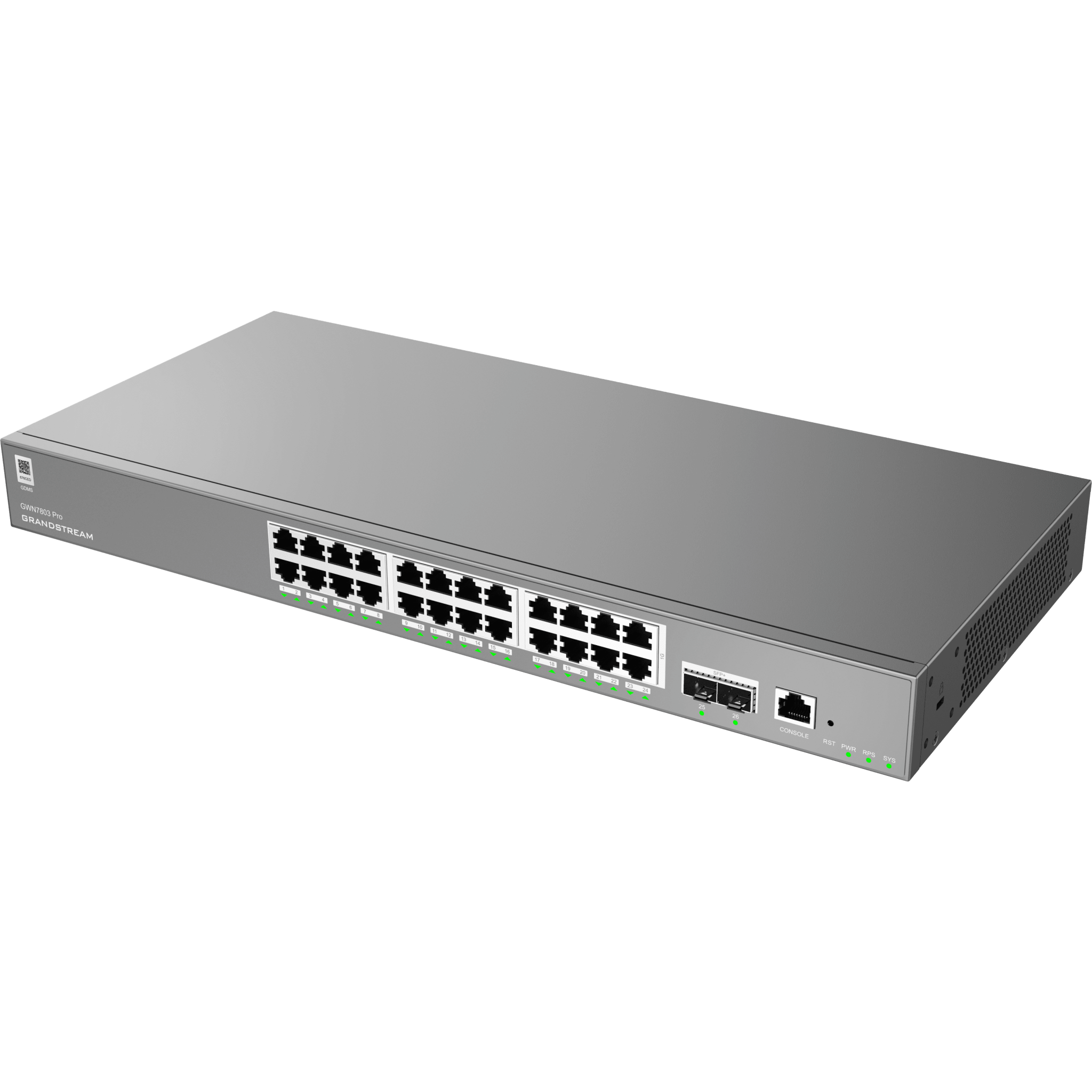 Switch Empresarial Administrable Capa 2++ / Serie GWN7800 Pro / 24 Puertos Gigabit Ethernet / 2 SFP+ / Switching 88 Gbps / VLAN 4K / QoS Avanzado / GDMS Cloud